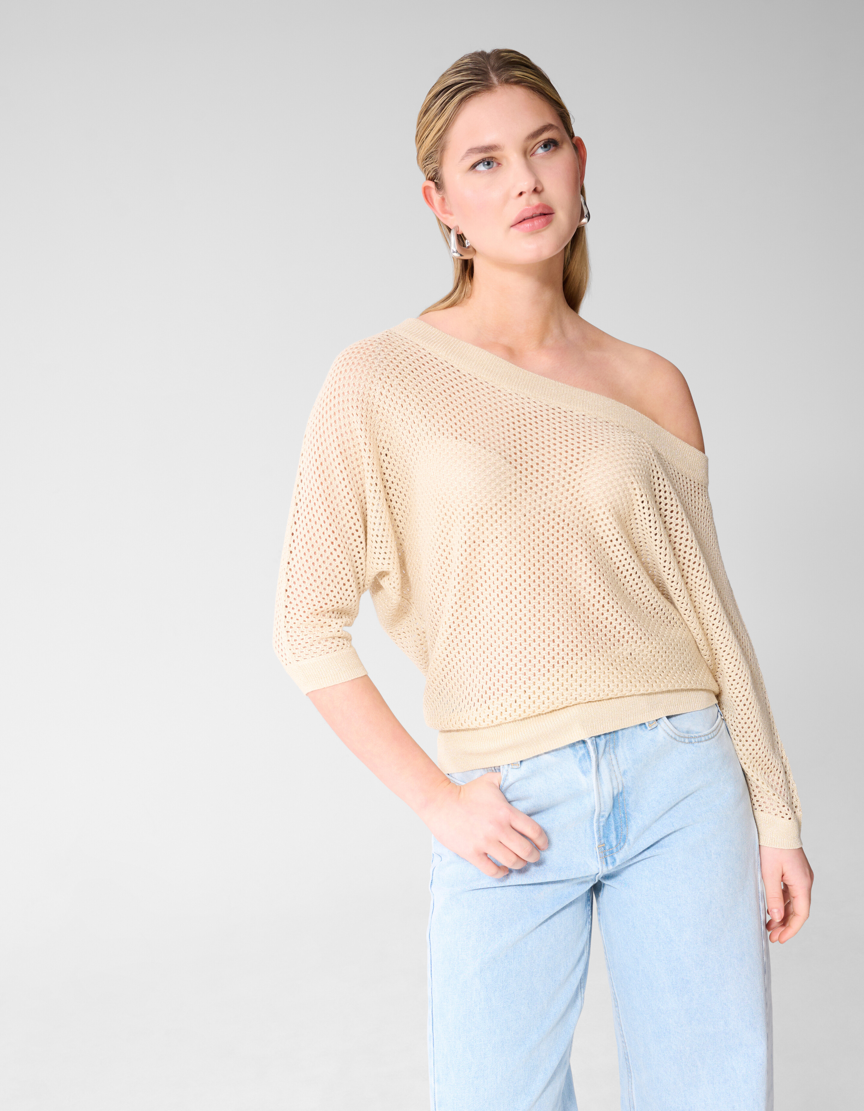 Glitzer Ajour Pullover Sand SHOEBY WOMEN