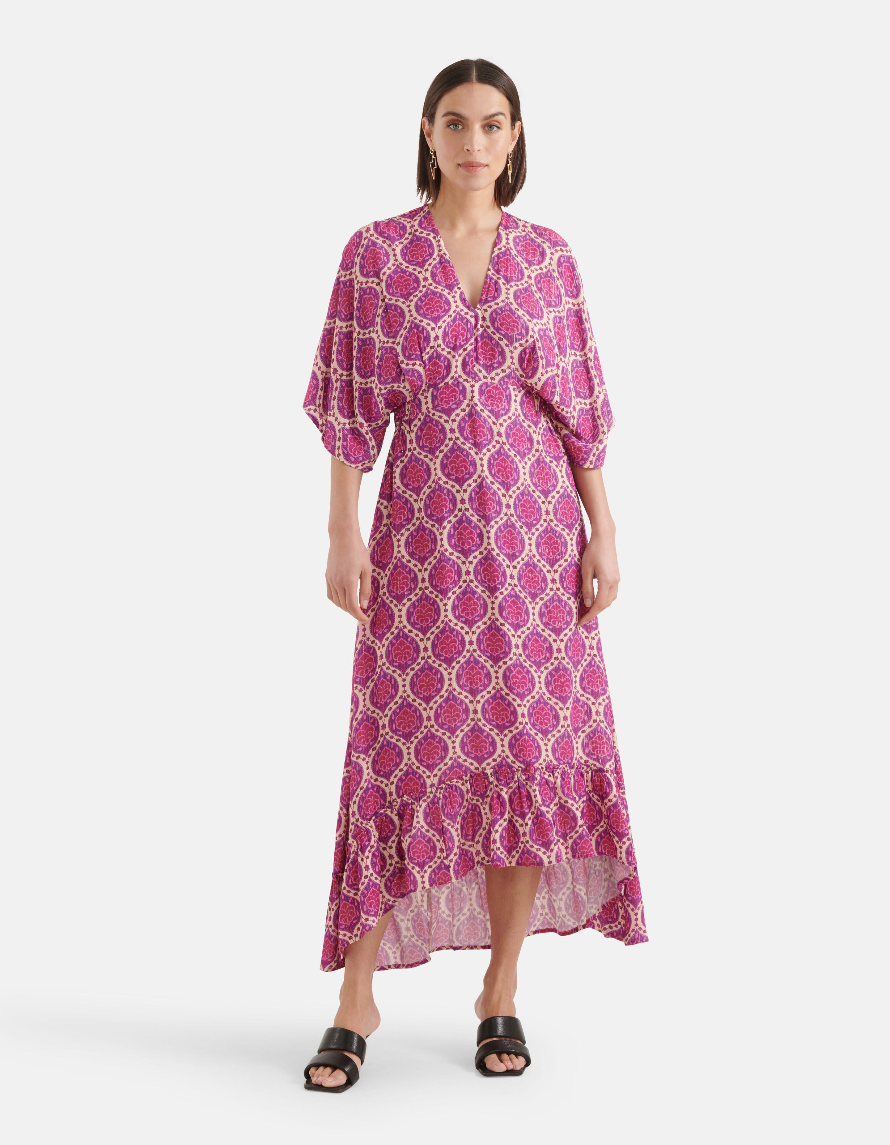 Grafik Lurex Maxikleid Lila SHOEBY WOMEN