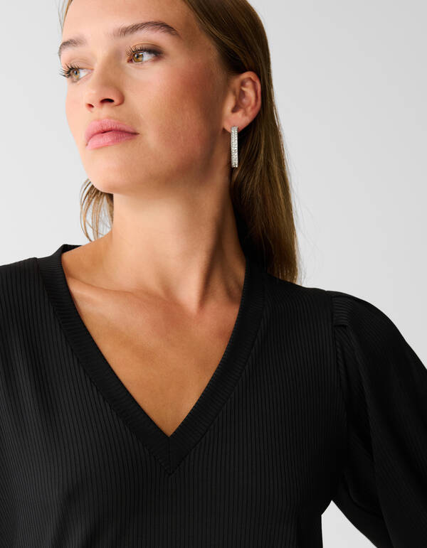 Rippen-Jersey-Top Schwarz SHOEBY WOMEN