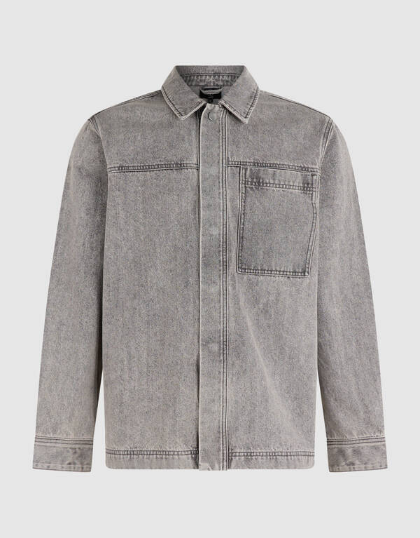 Relaxed Washed Denim Overshirt Grau SHOEBY MEN