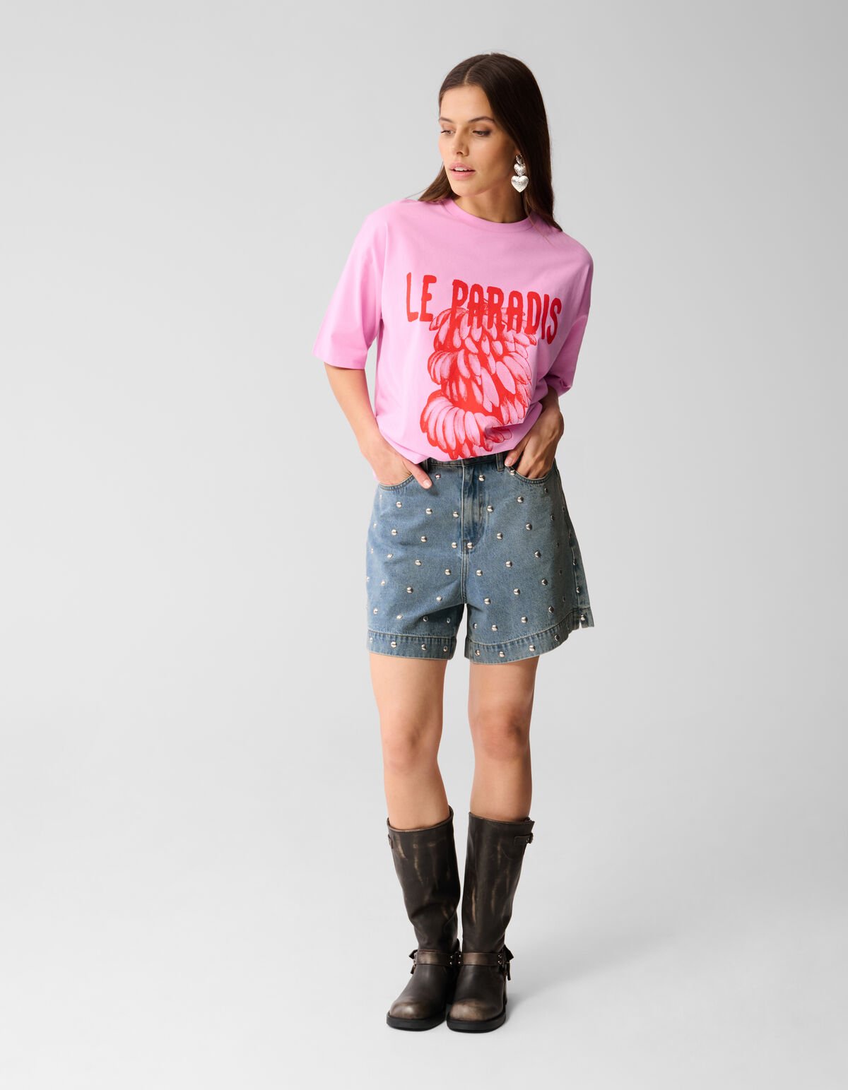 Übergroßes Kunstwerk-T-Shirt Rosa von Lizzy SHOEBY WOMEN