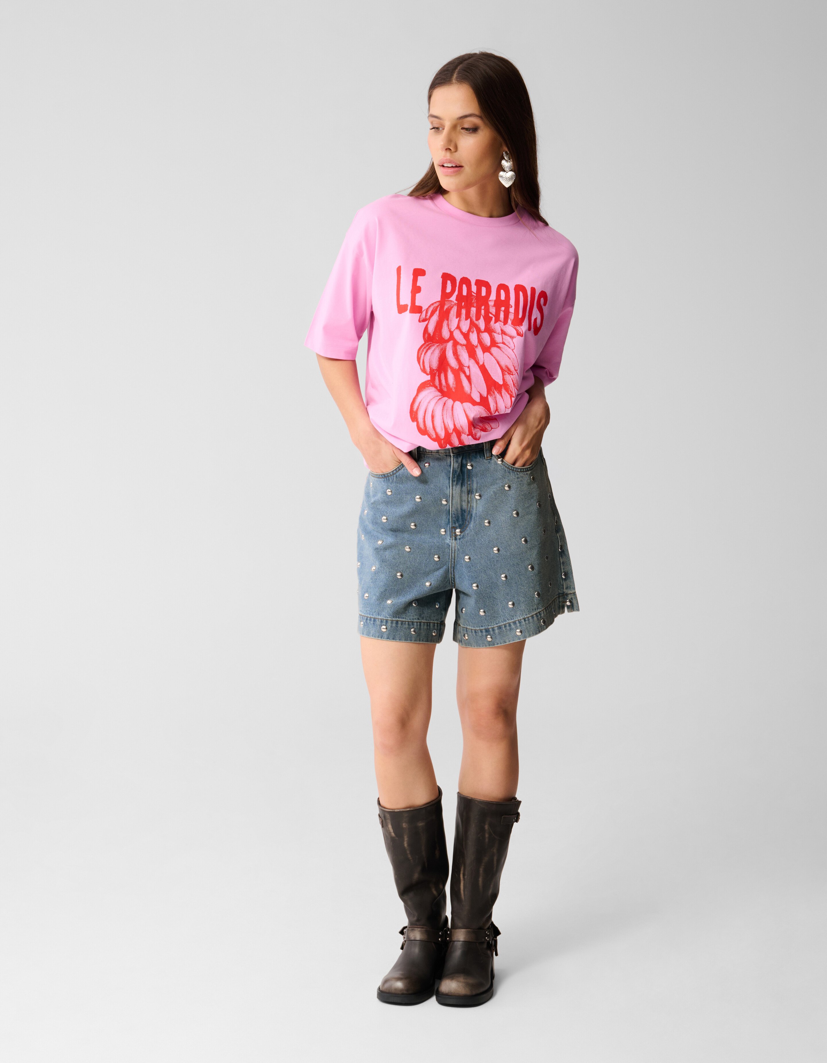 Übergroßes Kunstwerk-T-Shirt Rosa von Lizzy SHOEBY WOMEN