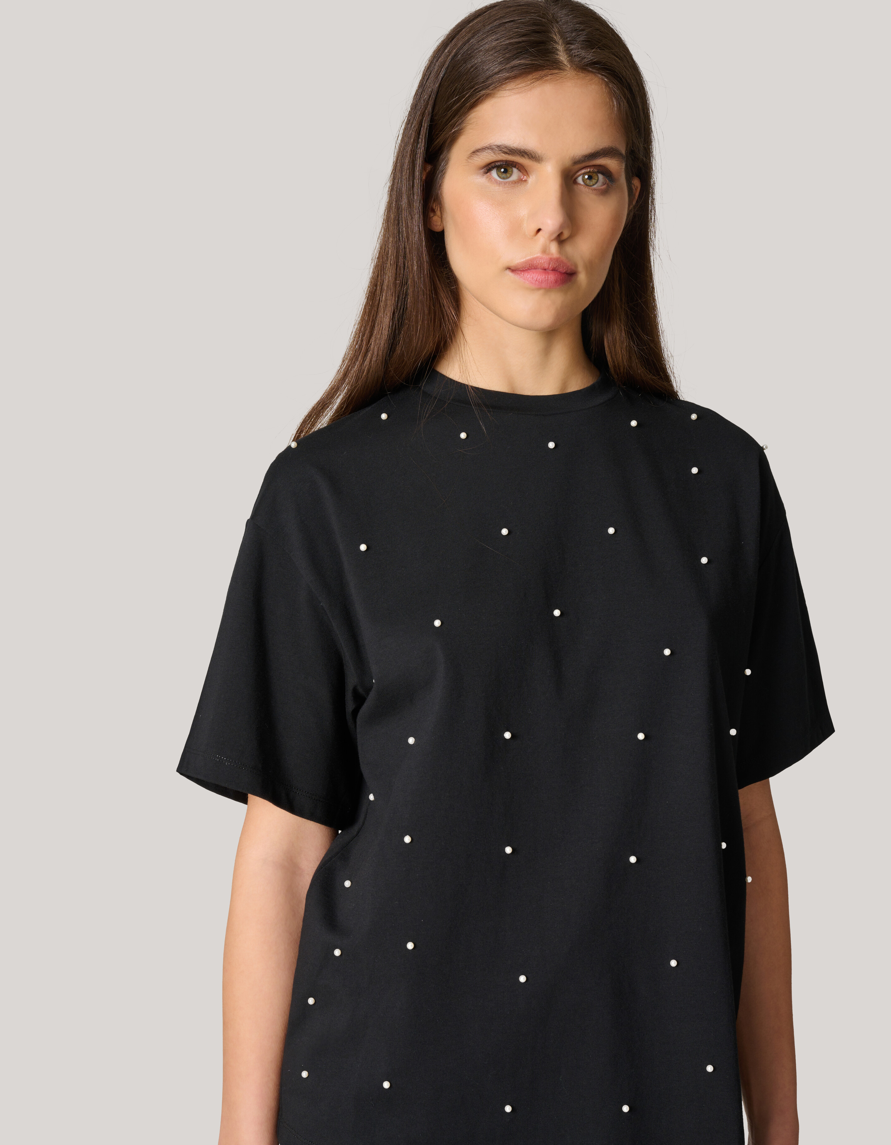 Perlen-T-Shirt Schwarz SHOEBY WOMEN