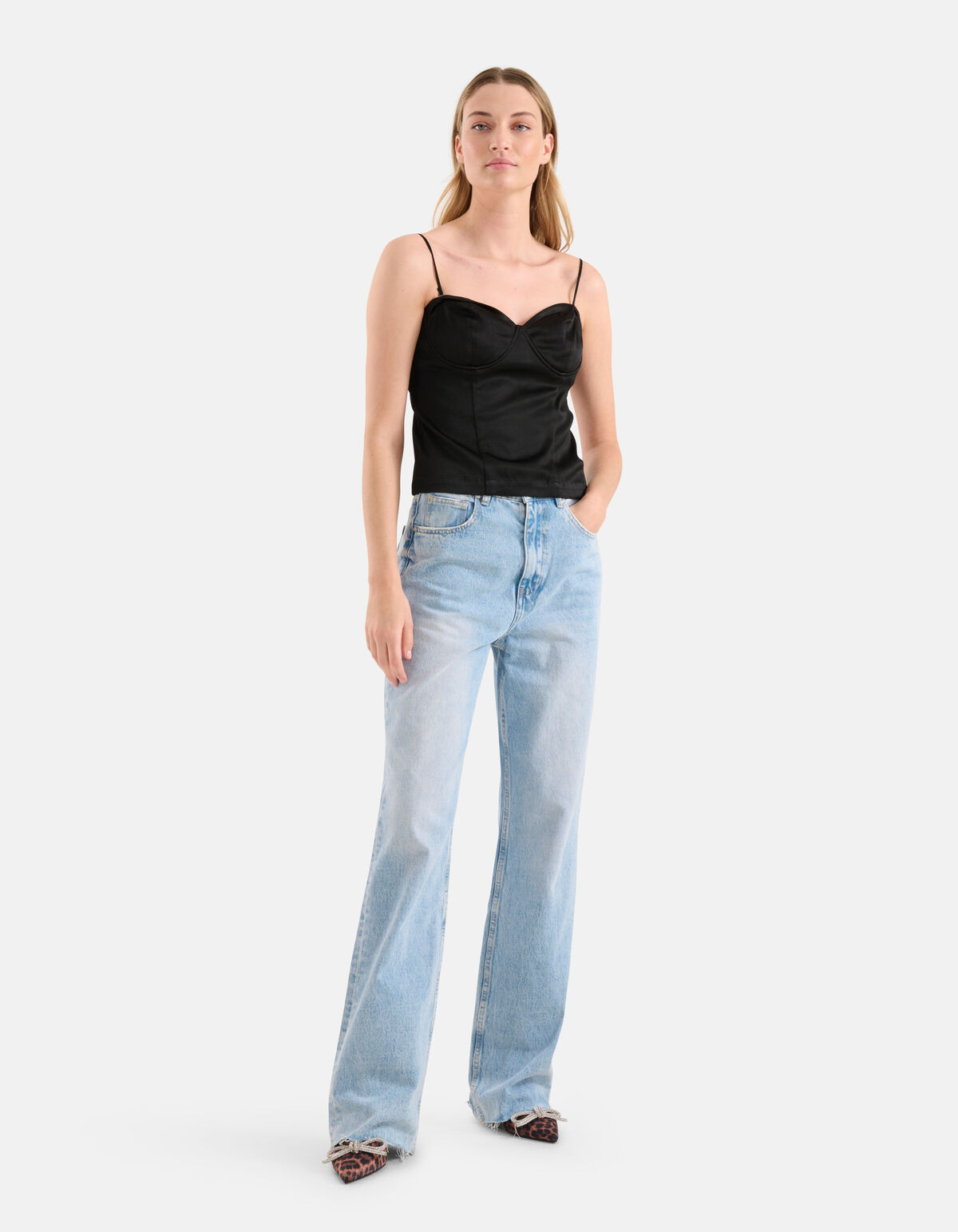 Satin-Korsett-Top Schwarz SHOEBY WOMEN
