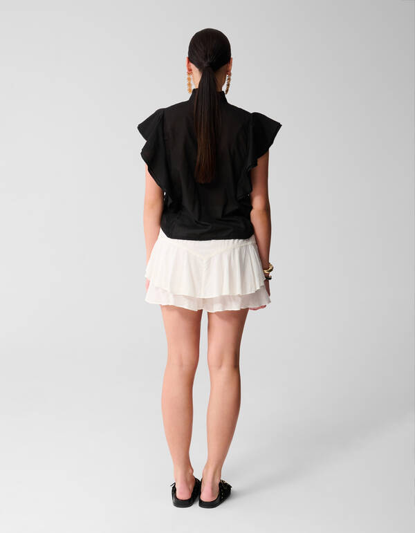 Pintuck-Rüschen-Top Schwarz SHOEBY WOMEN