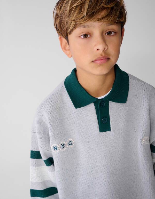 Gestreiftes Poloshirt Hellgrau SHOEBY BOYS