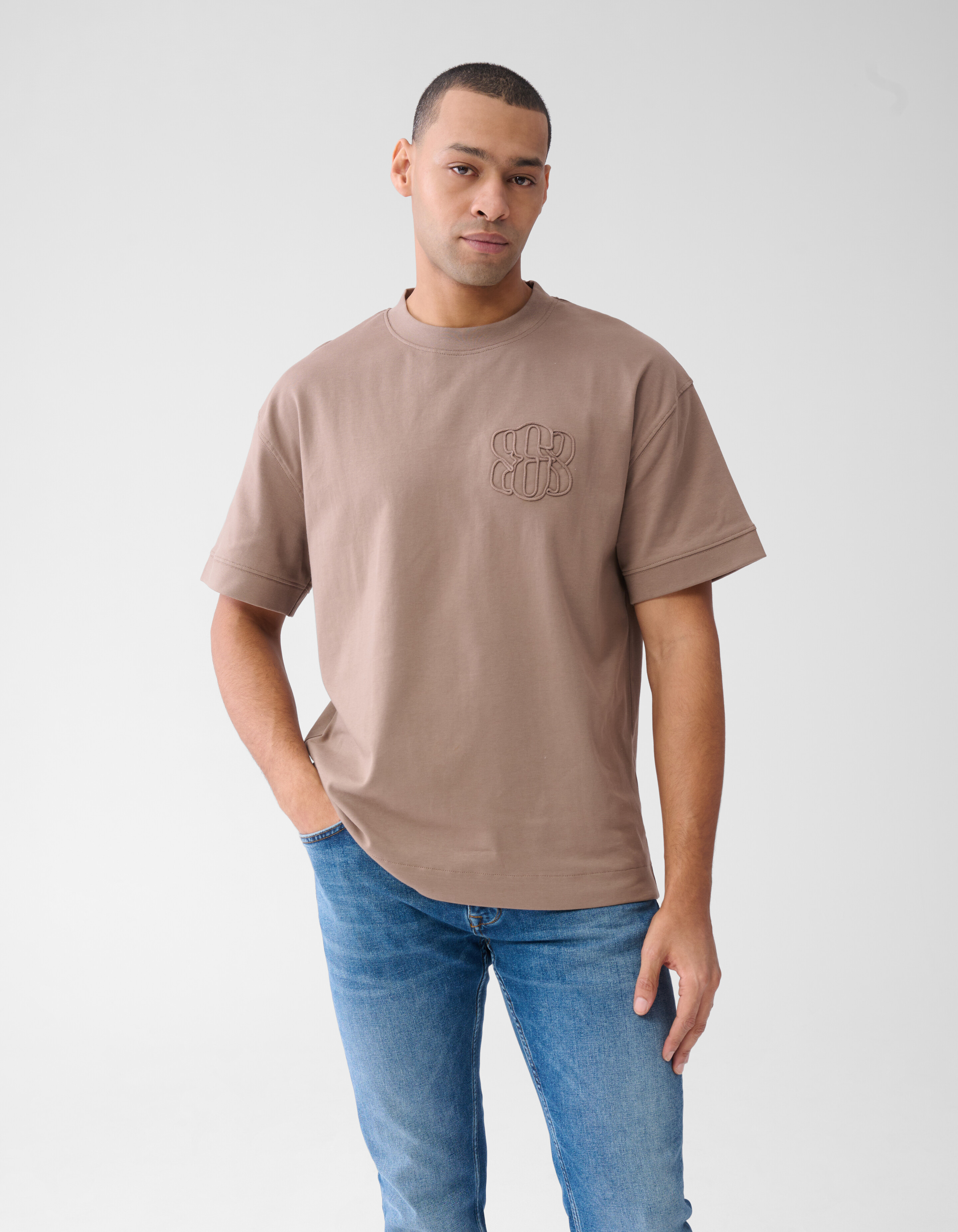 Stickerei-T-Shirt Hellbraun SHOEBY MEN