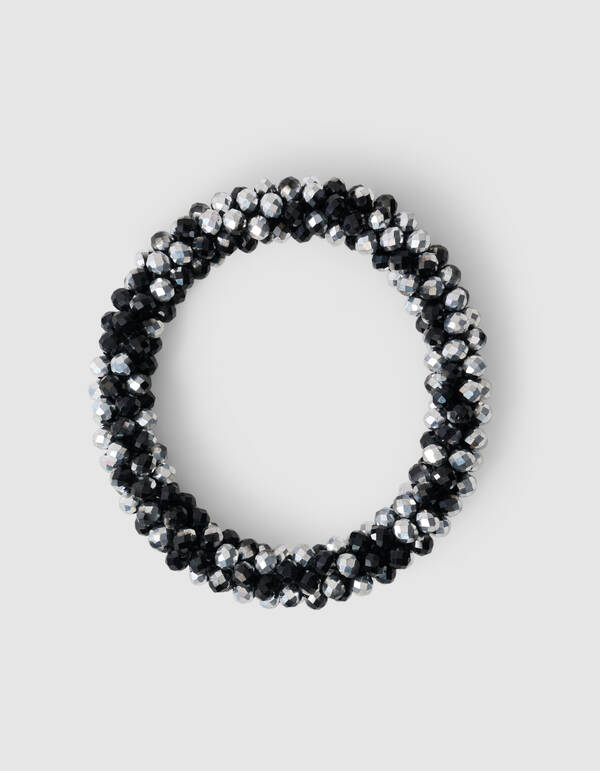 Perlenhaargummi Schwarz/Silber SHOEBY ACCESSOIRES