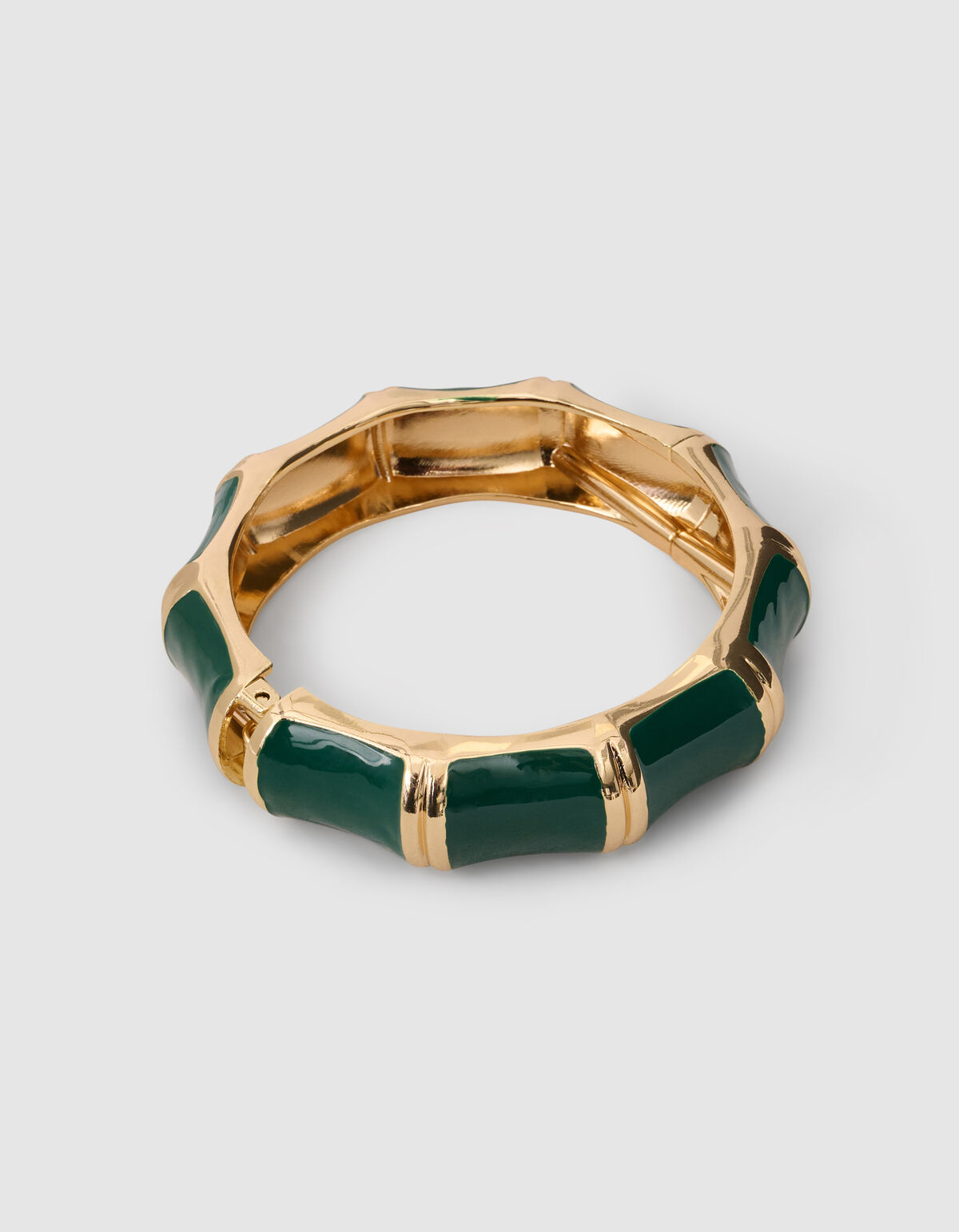 Gestreifter Armreif Dunkelgr&uuml;n/Gold SHOEBY ACCESSOIRES