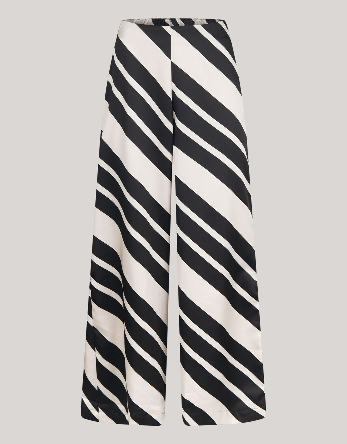 Gestreepte Satijnen Palazzo Broek Zwart/Wit SHOEBY WOMEN