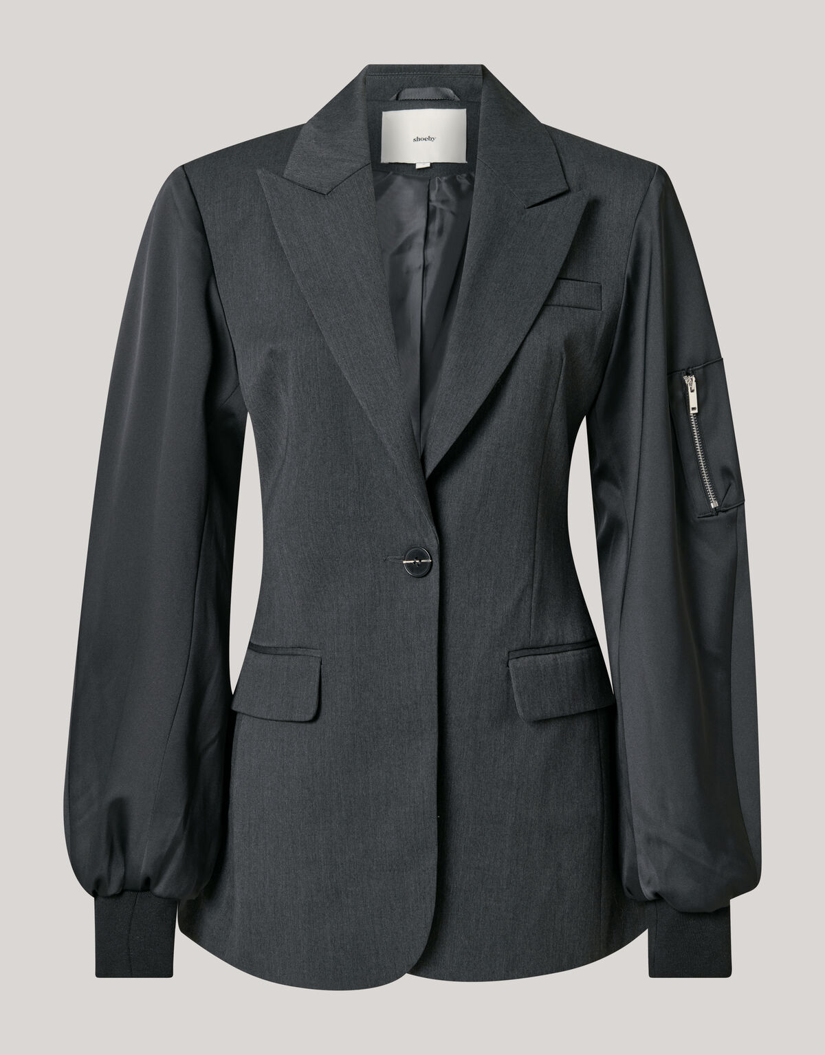 Bomber&auml;rmel-Blazer Schwarz SHOEBY WOMEN