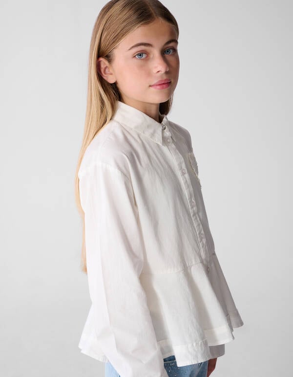 Peplum Herz Bluse Wei&szlig; SHOEBY GIRLS