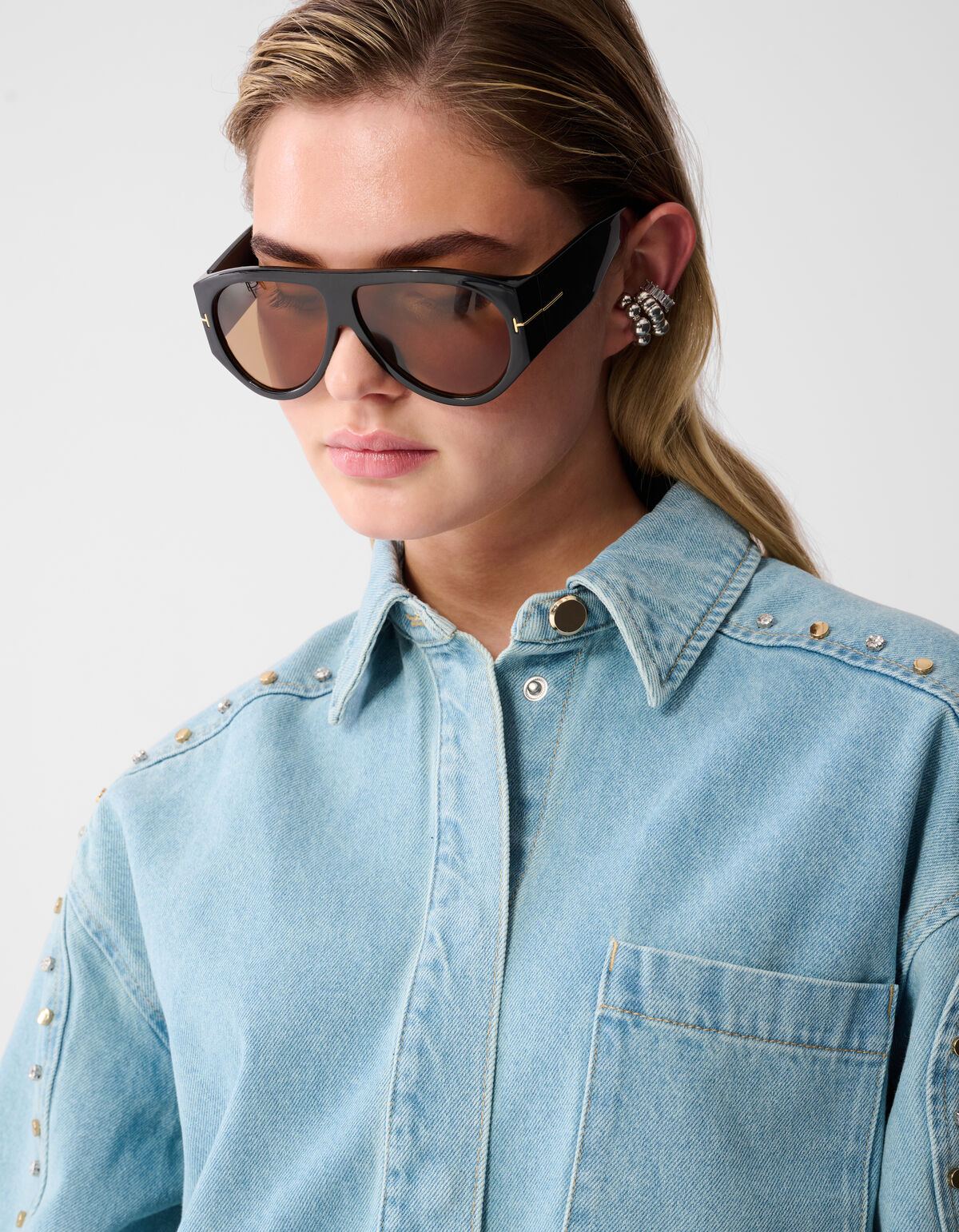 Strass Denim Mini Kleid Gebleicht SHOEBY WOMEN