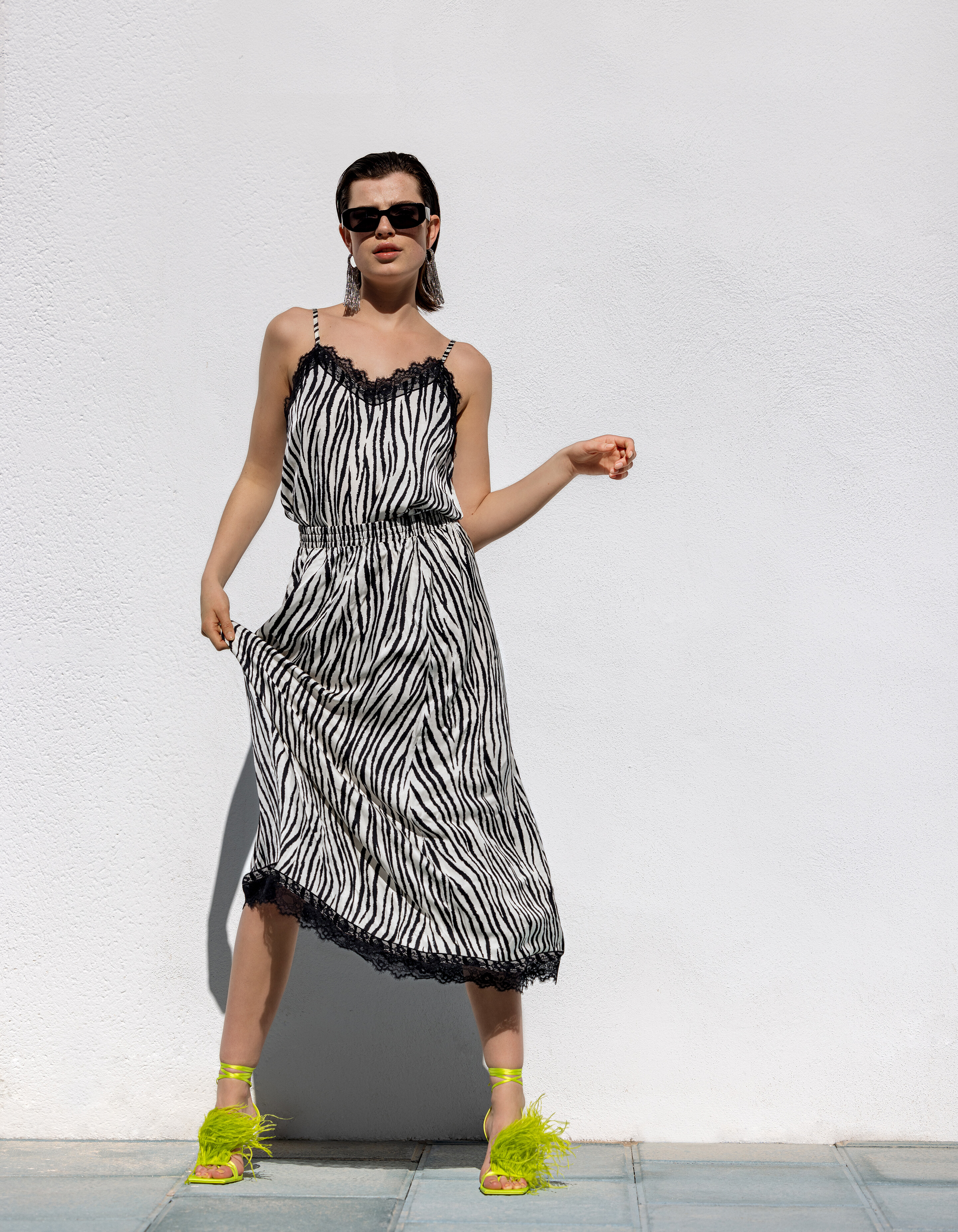 Zebra bedrucktes Singulett Schwarz/Weiß SHOEBY WOMEN