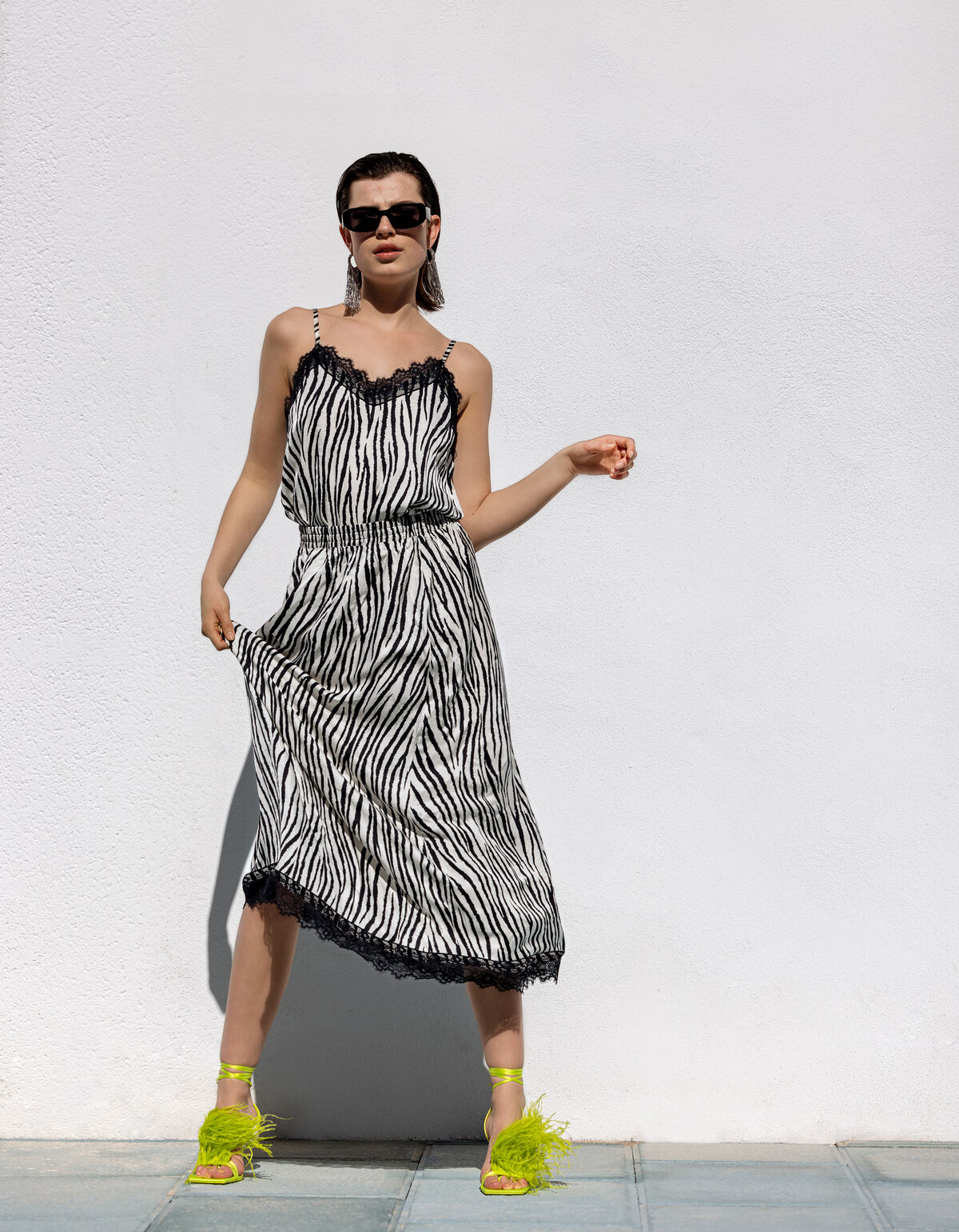 Zebra bedrucktes Singulett Schwarz/Weiß SHOEBY WOMEN