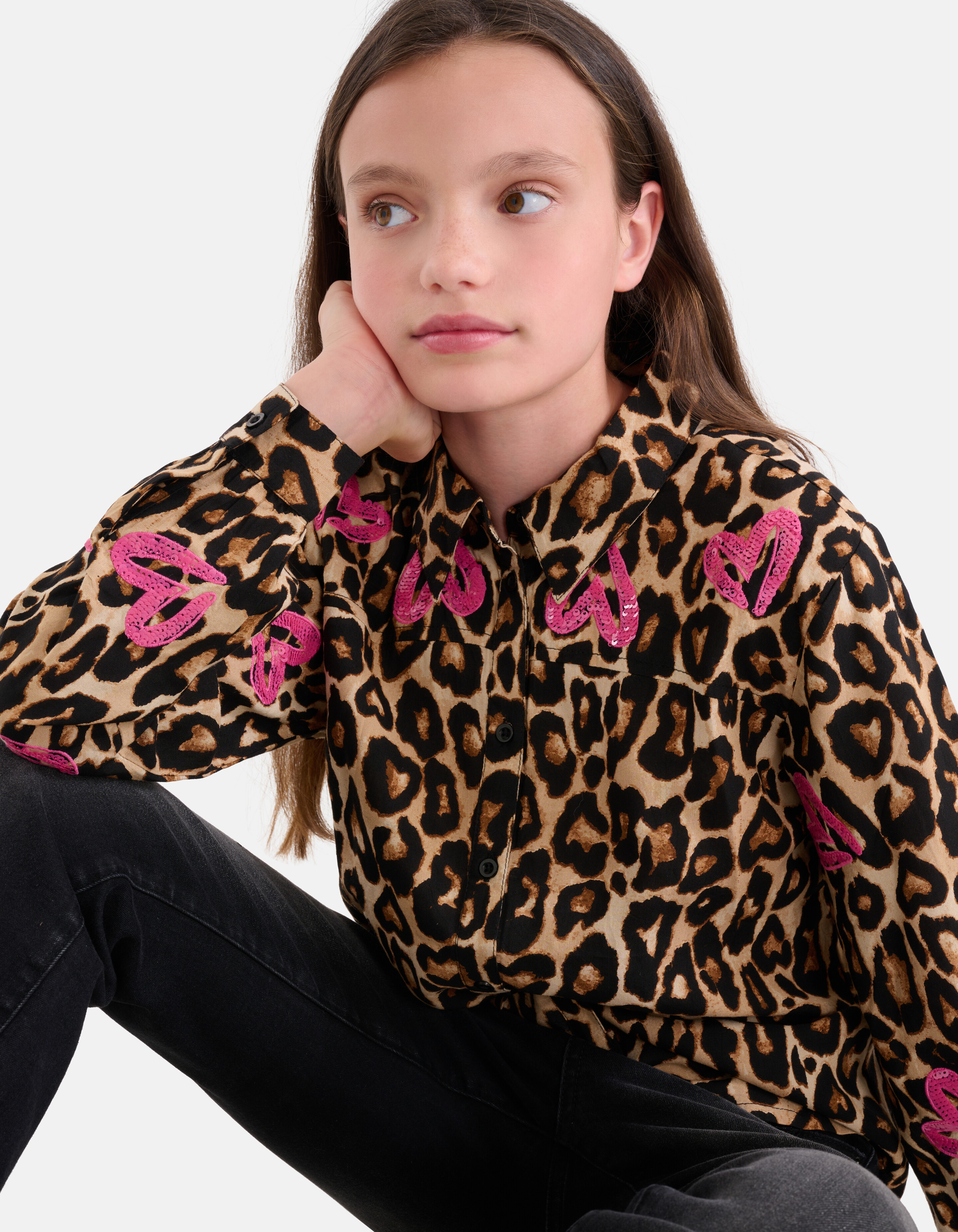 Bluse mit Leopardenmuster Braun SHOEBY GIRLS