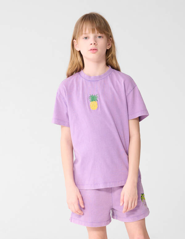 Washed Pineapple Artwork T-Shirt Lila SHOEBY GIRLS