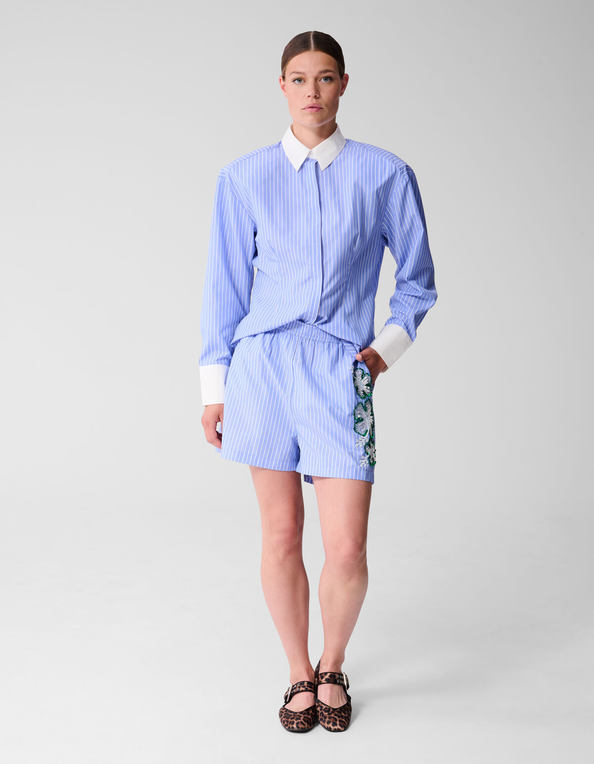 Gestreifte Bluse nach Maß Blau SHOEBY WOMEN