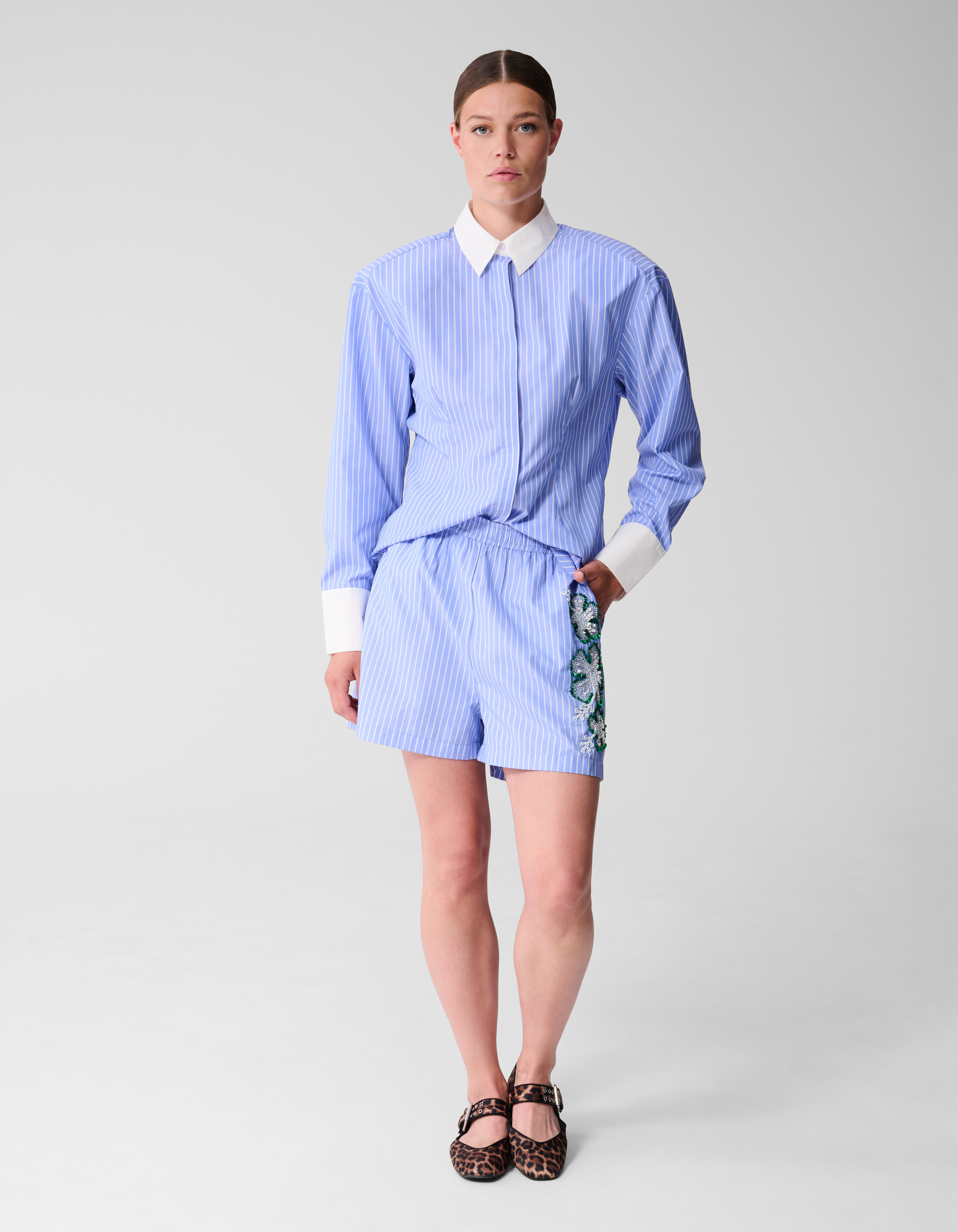 Gestreifte Bluse nach Maß Blau SHOEBY WOMEN