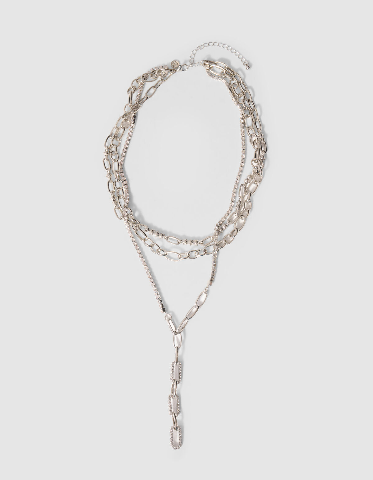 Triple Layer Strass Ketting Zilver SHOEBY ACCESSOIRES