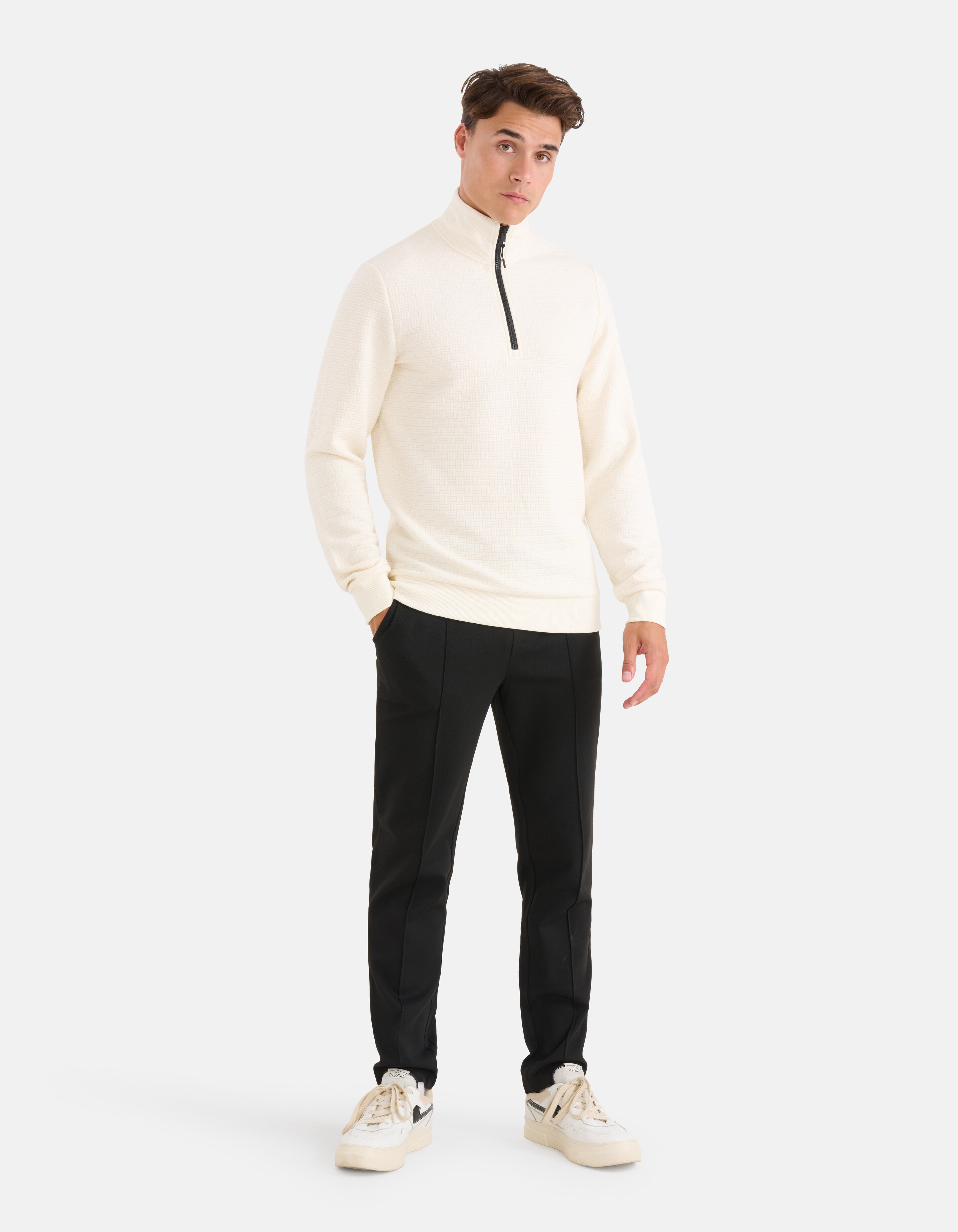 Strukturierter Pullover mit halbem Reißverschluss SHOEBY MEN