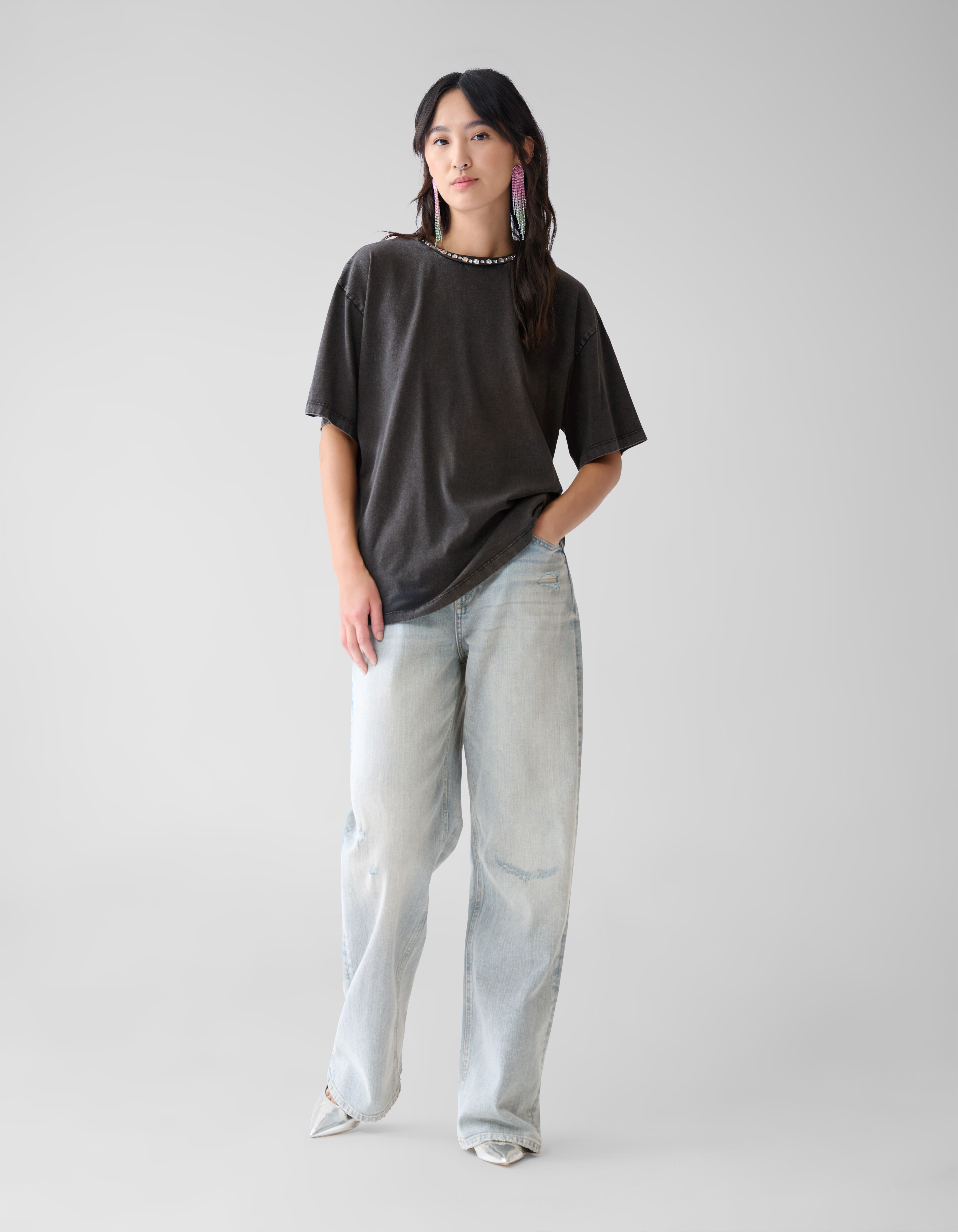 Verschönertes T-Shirt Zwart SHOEBY WOMEN
