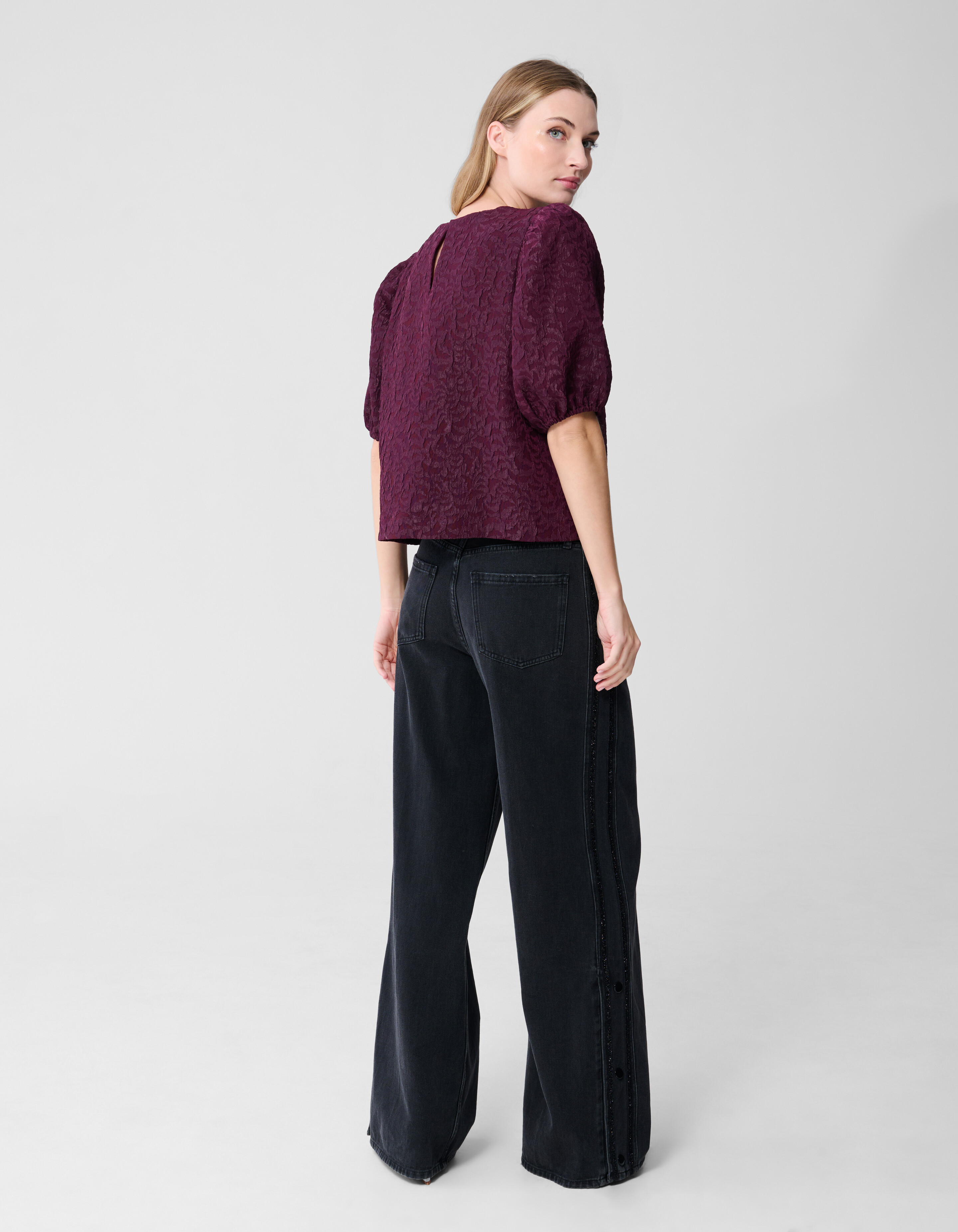 Jacquard Struktur Top Dunkelrot SHOEBY WOMEN