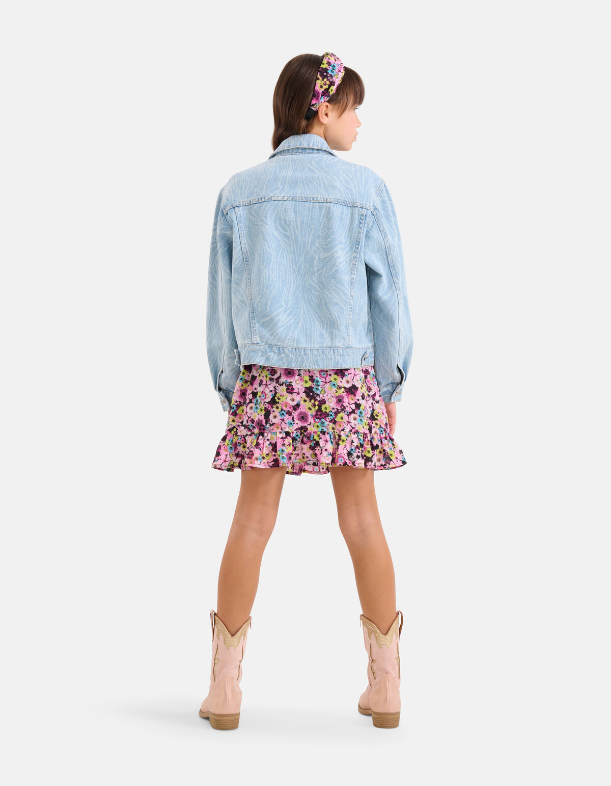 Swirl Print Denim Jack Bleached SHOEBY GIRLS