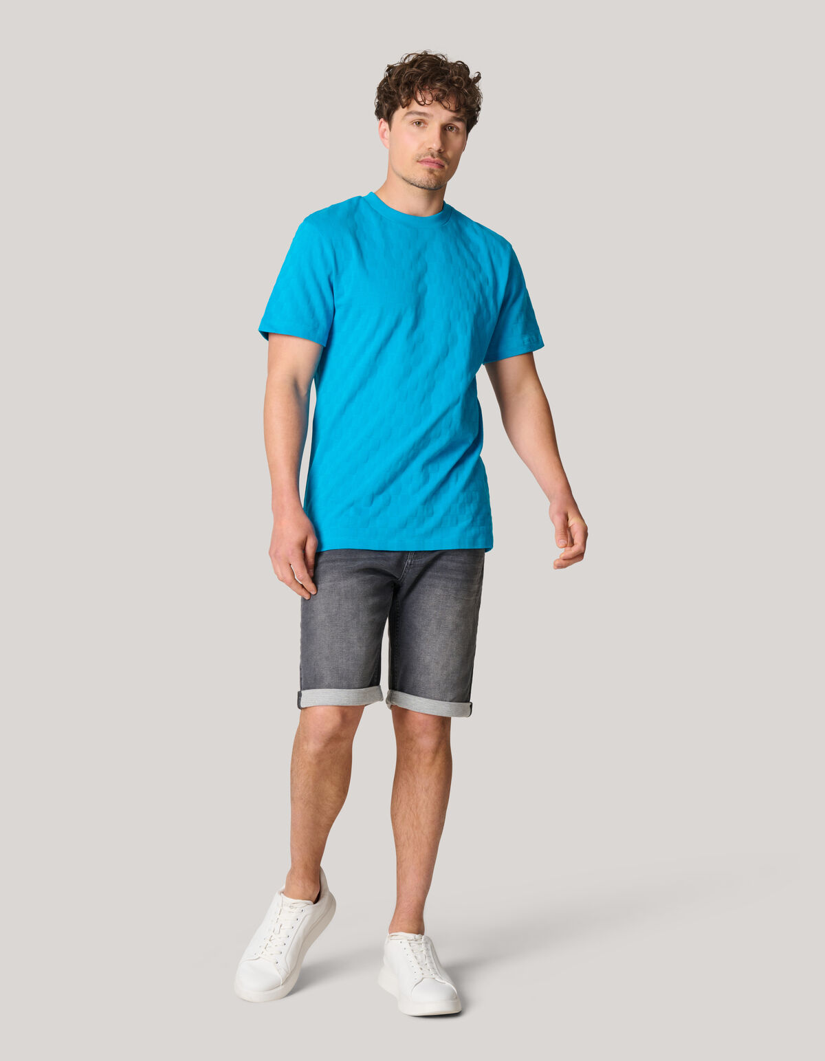 Block Textur Shirt Blau SHOEBY MEN