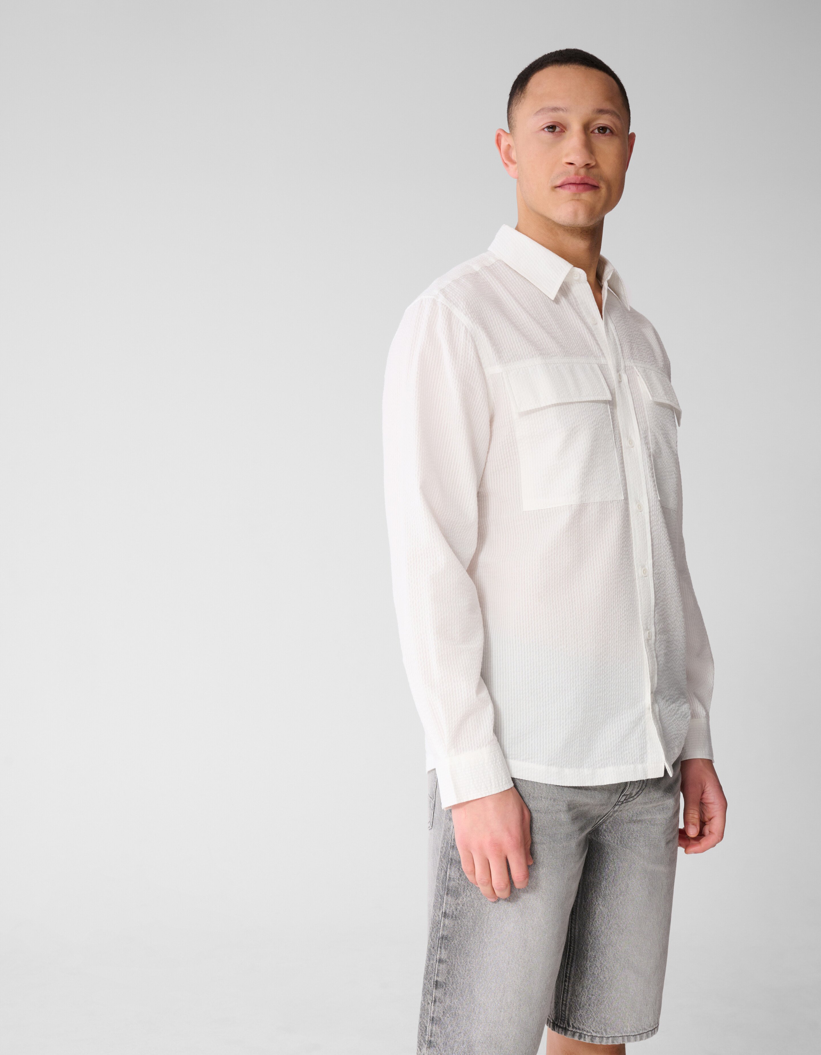 Seersucker Hemd Wei&szlig; SHOEBY MEN