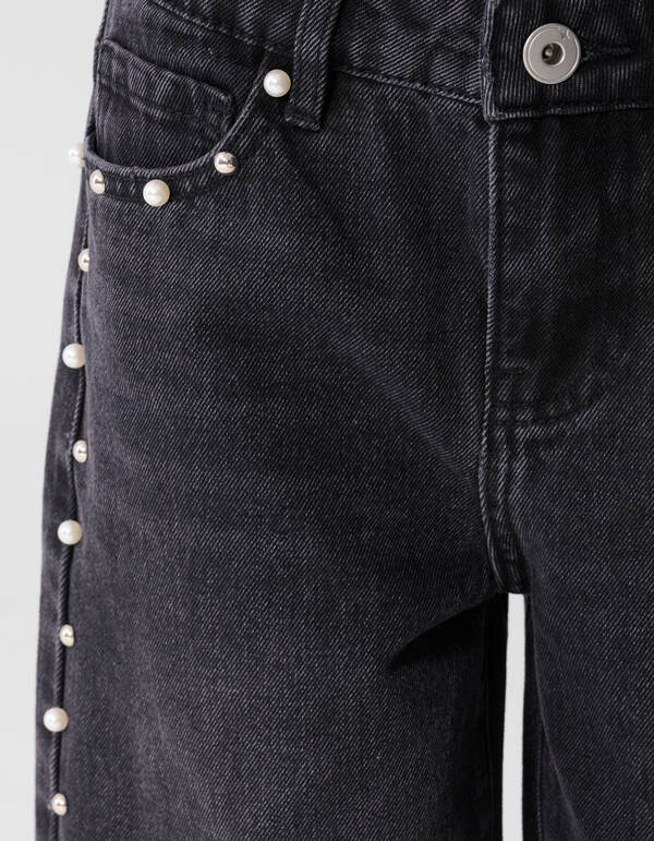 Jeans mit Nieten im Ultra-Wide-Fit Schwarz SHOEBY GIRLS