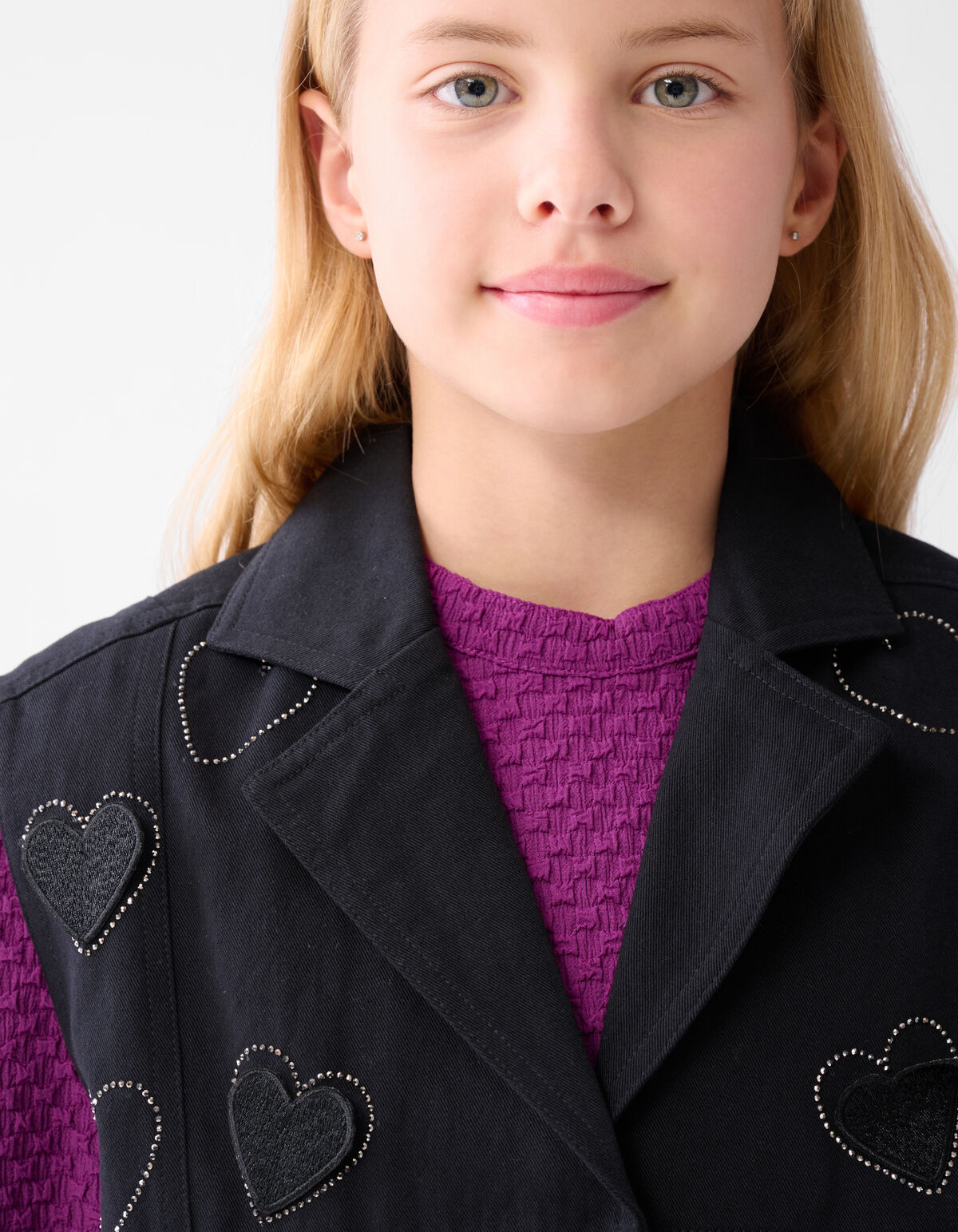 Strass Herz Gilet Schwarz SHOEBY GIRLS