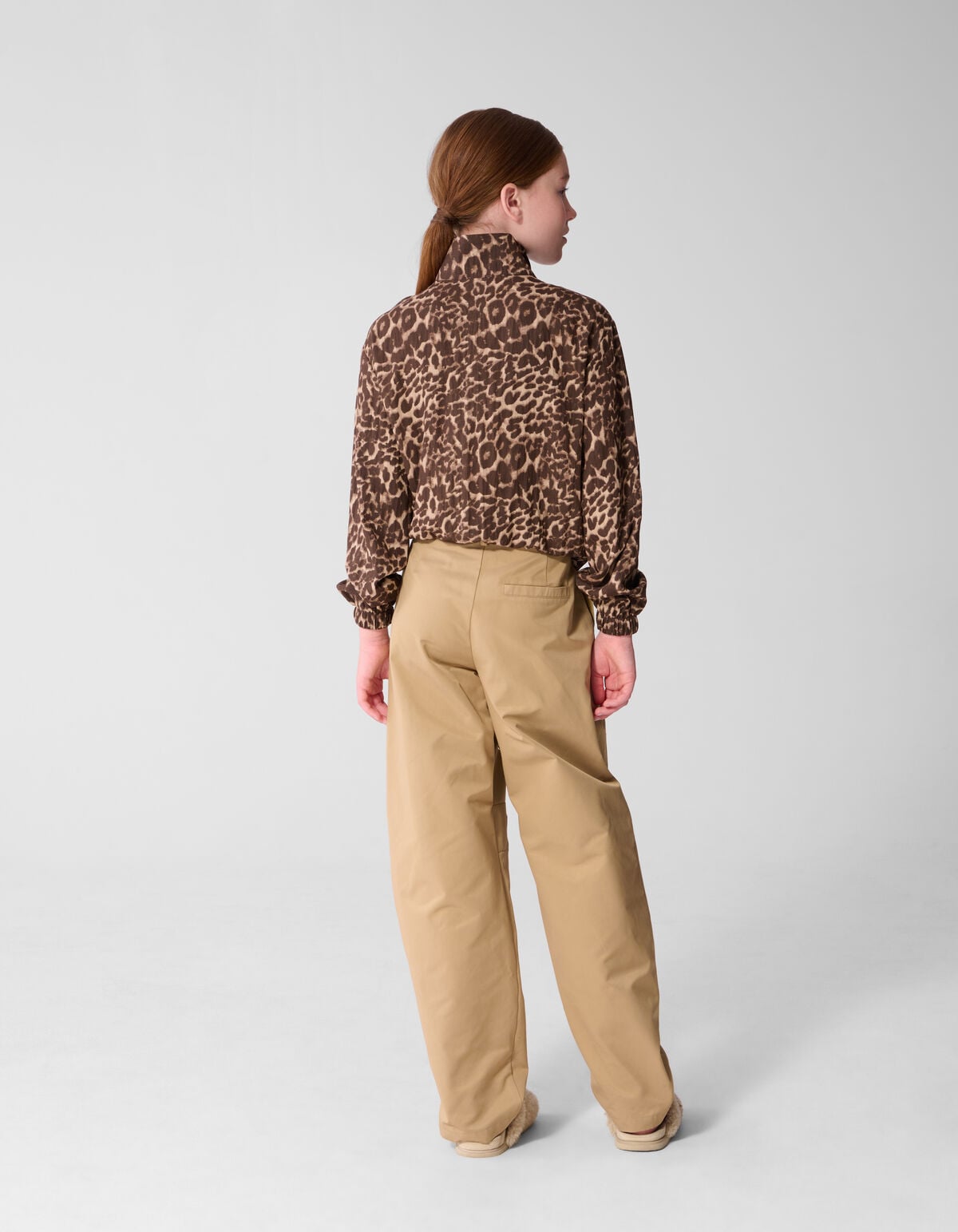 Leopard Funnel Neck Bluse Braun SHOEBY GIRLS