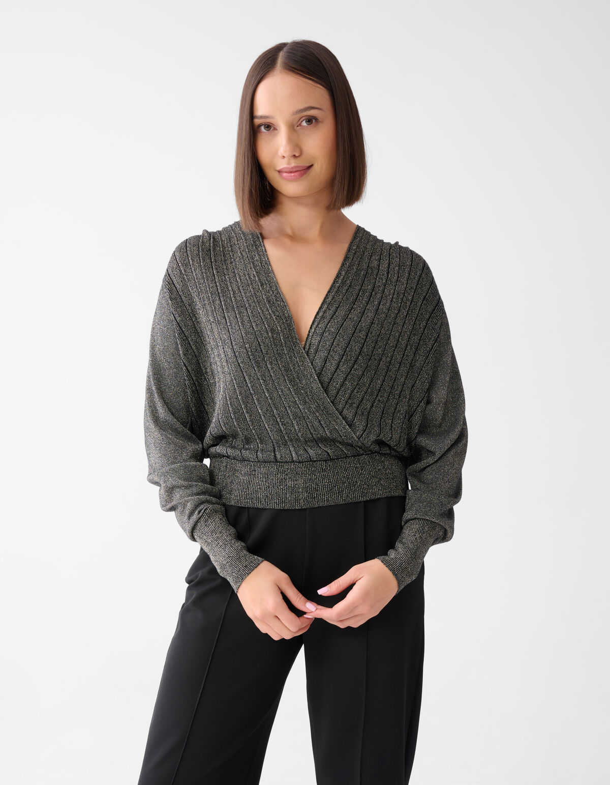 Glitzer Revers Pullover Gold SHOEBY WOMEN