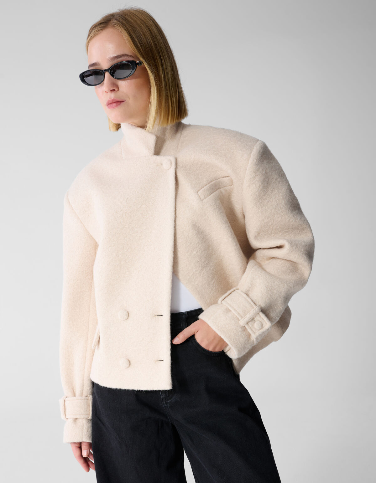 Teddy-Boucl&eacute;-Jacke in Offwhite By Lonneke SHOEBY WOMEN