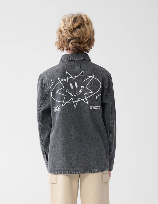 Denim Washed Overshirt Dunkelgrau SHOEBY BOYS