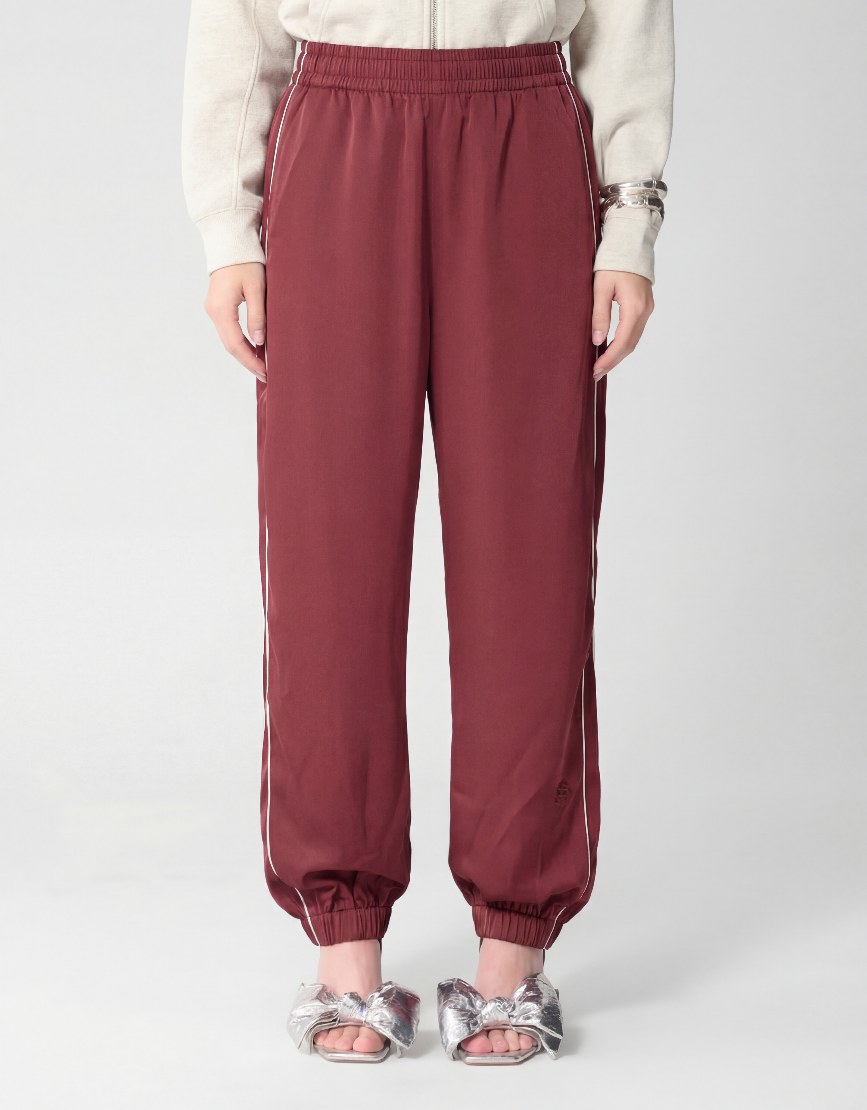 Satin-Kontrast-Jogger Dunkelrot SHOEBY WOMEN