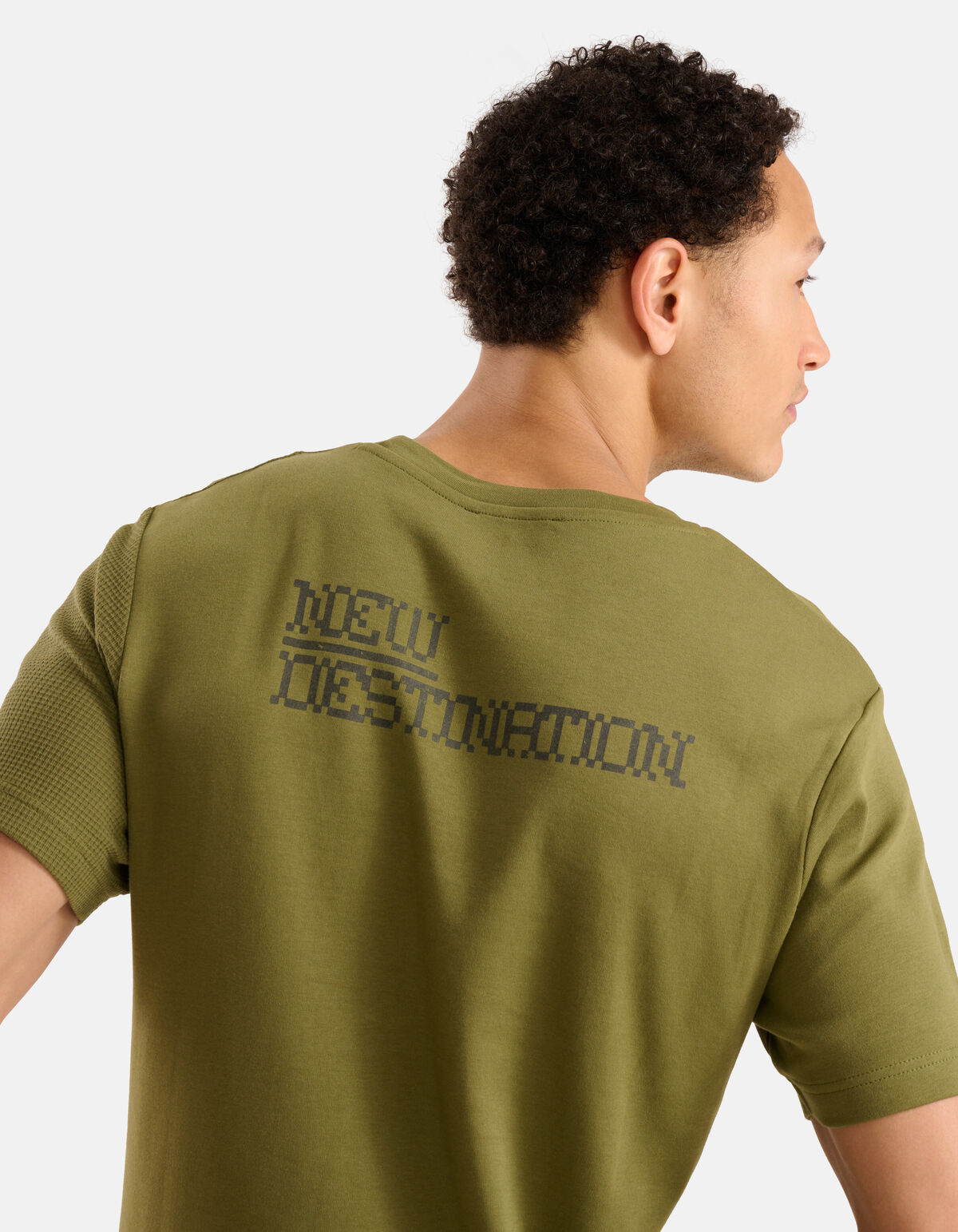 Textur-T-Shirt Olivgrün SHOEBY MEN