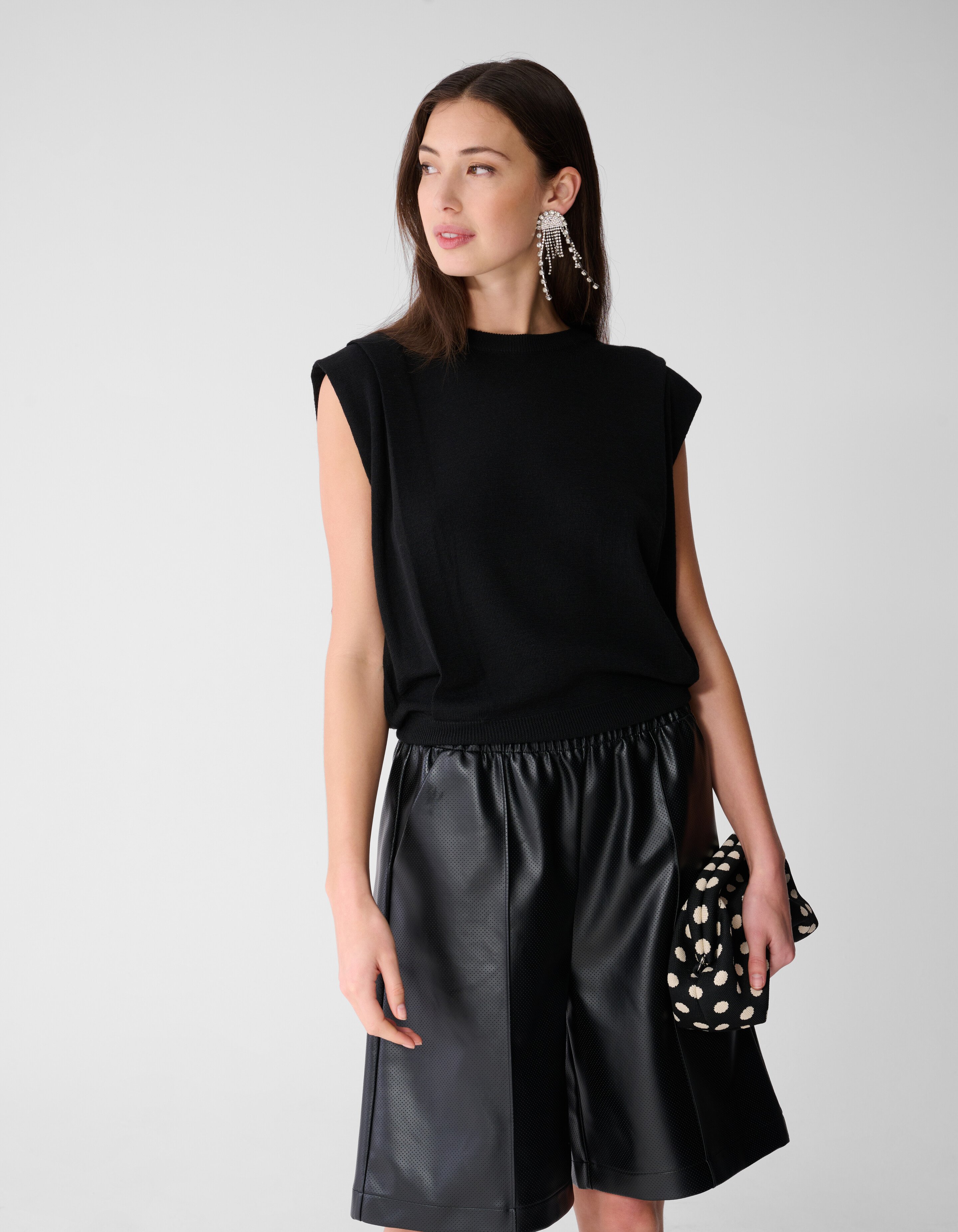 Plissiertes Oberteil mit Schulterpolstern Schwarz SHOEBY WOMEN