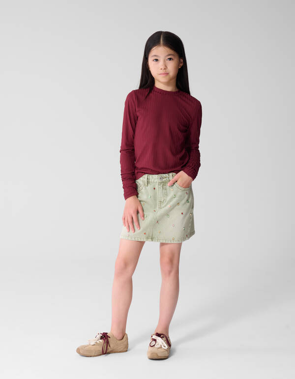 Soft Puff Rib Langarmshirt Dunkelrot SHOEBY GIRLS