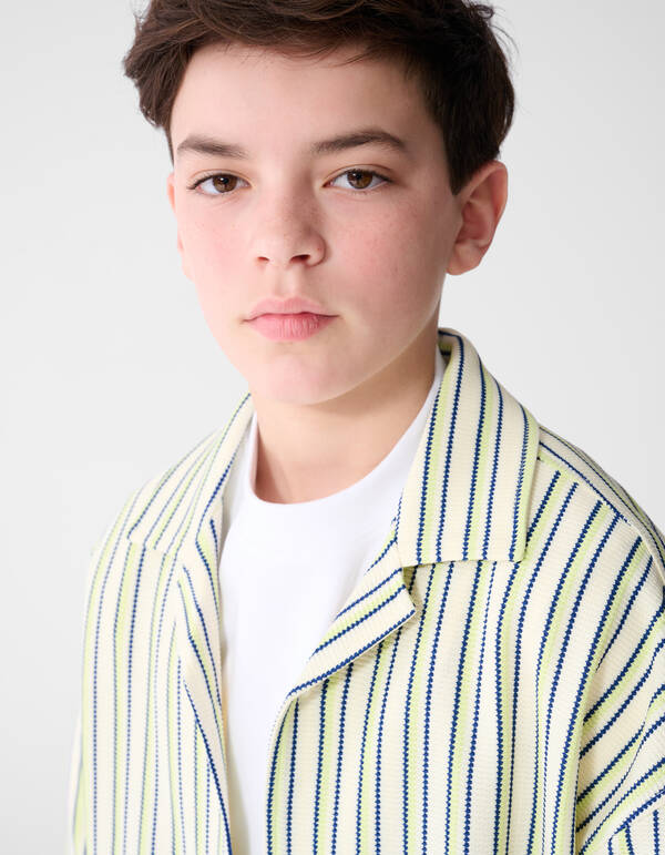 Nadelstreifenstruktur Hemd Gebrochen Wei&szlig; SHOEBY BOYS