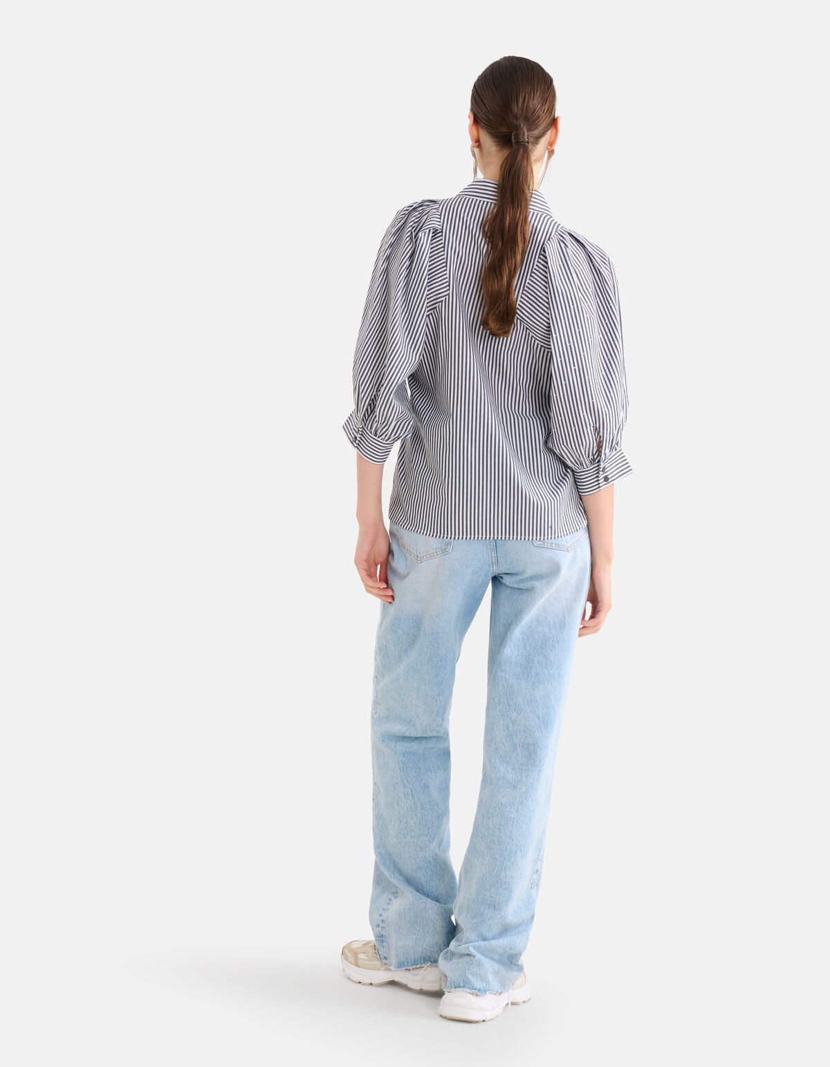 Popeline Strass-Bluse Schwarz/Weiß SHOEBY WOMEN