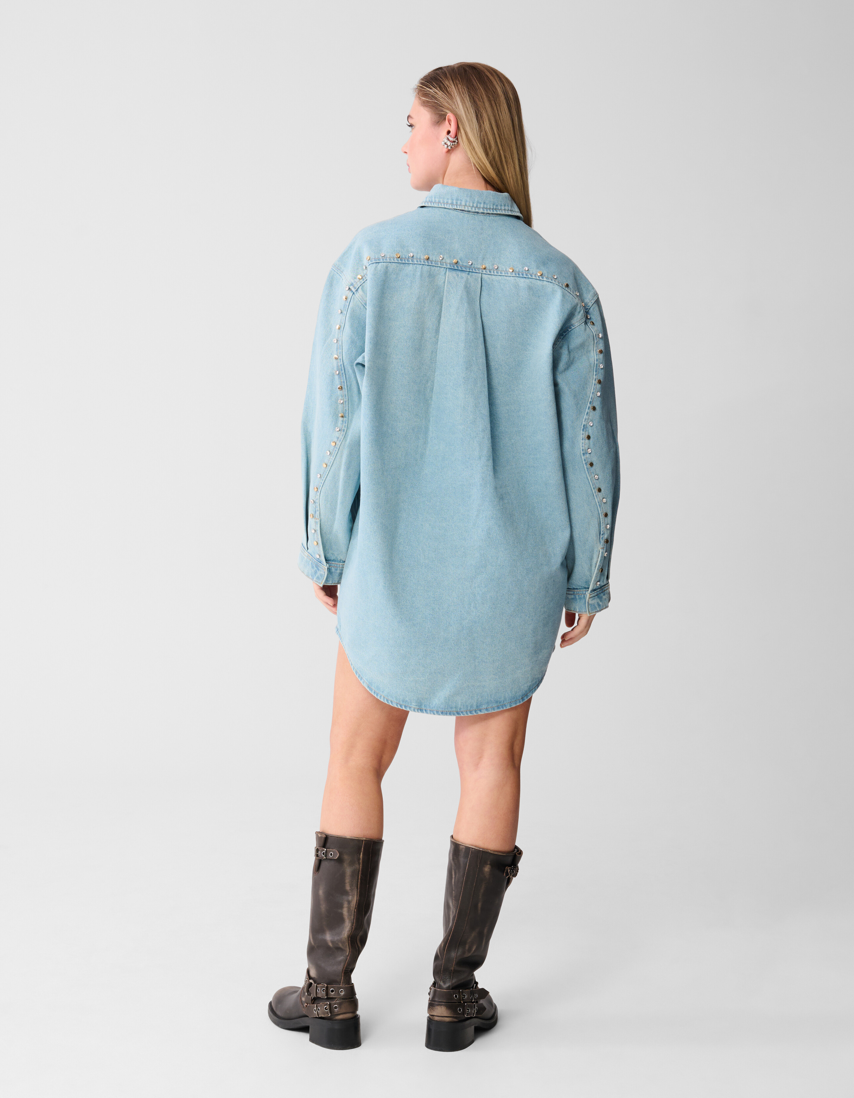 Strass Denim Mini Kleid Gebleicht SHOEBY WOMEN