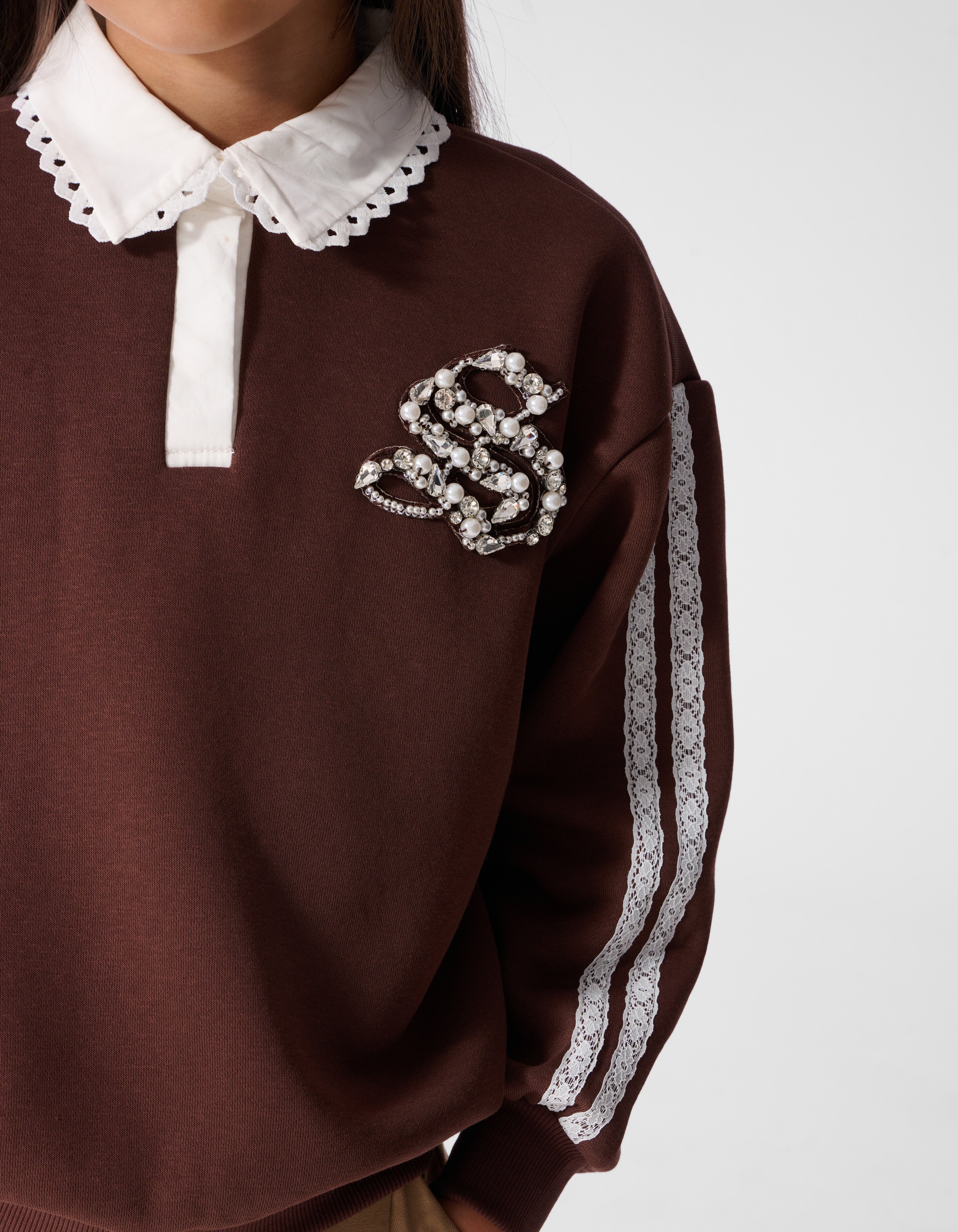 Oversized-Polo-Pullover Braun SHOEBY GIRLS