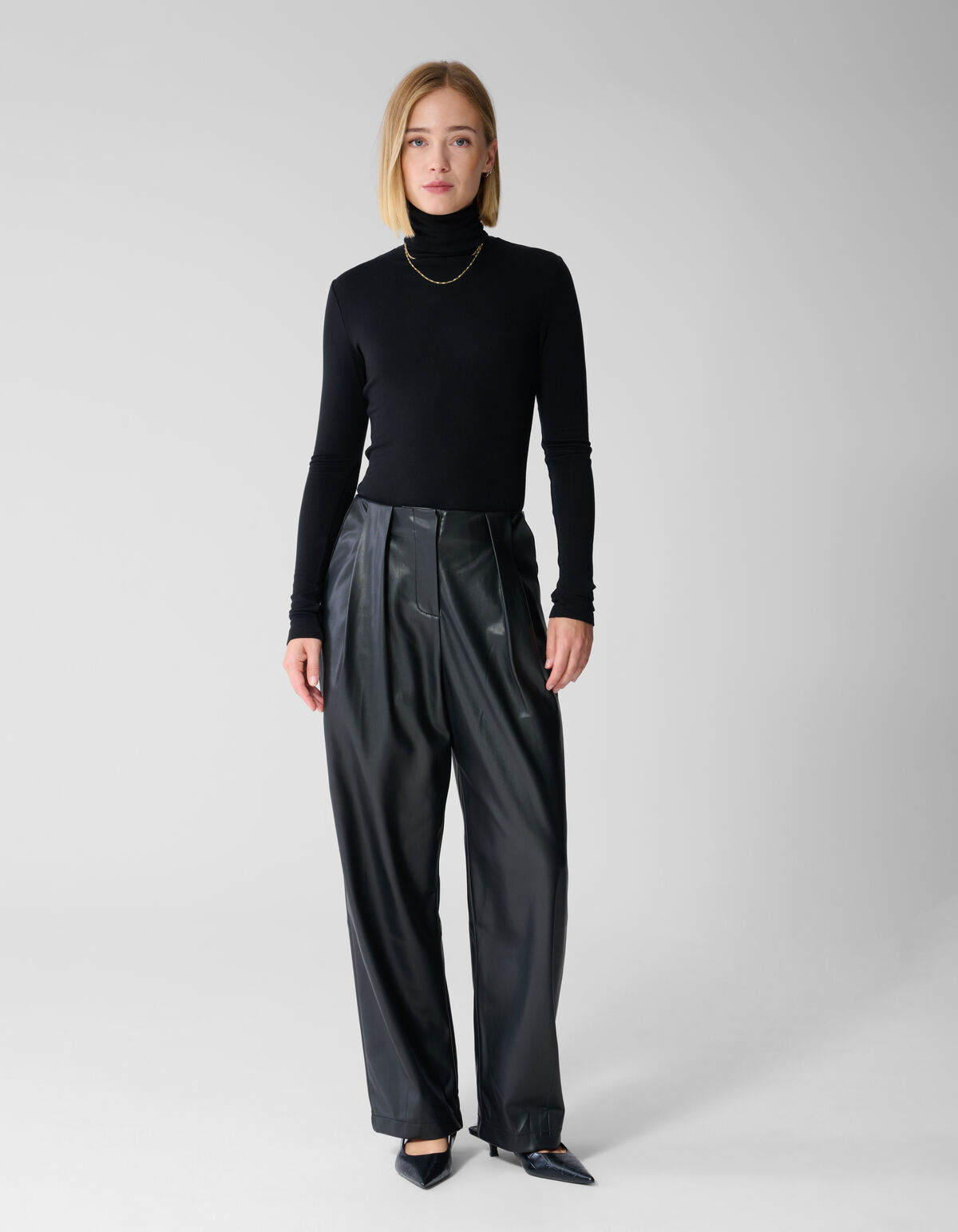 Vegane Leder Barrel-Fit-Hose Schwarz By Lonneke SHOEBY WOMEN