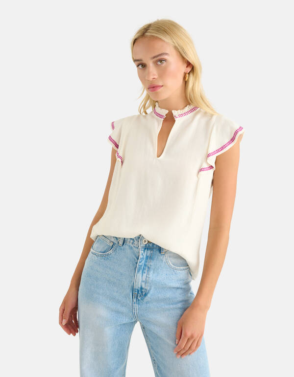 Besticktes Top Off White SHOEBY WOMEN