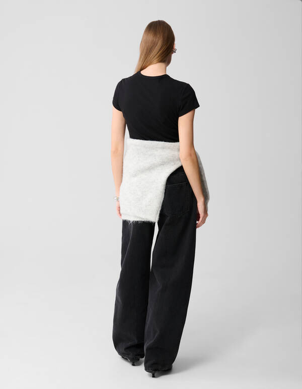 Schwarz geripptes T-Shirt SHOEBY WOMEN