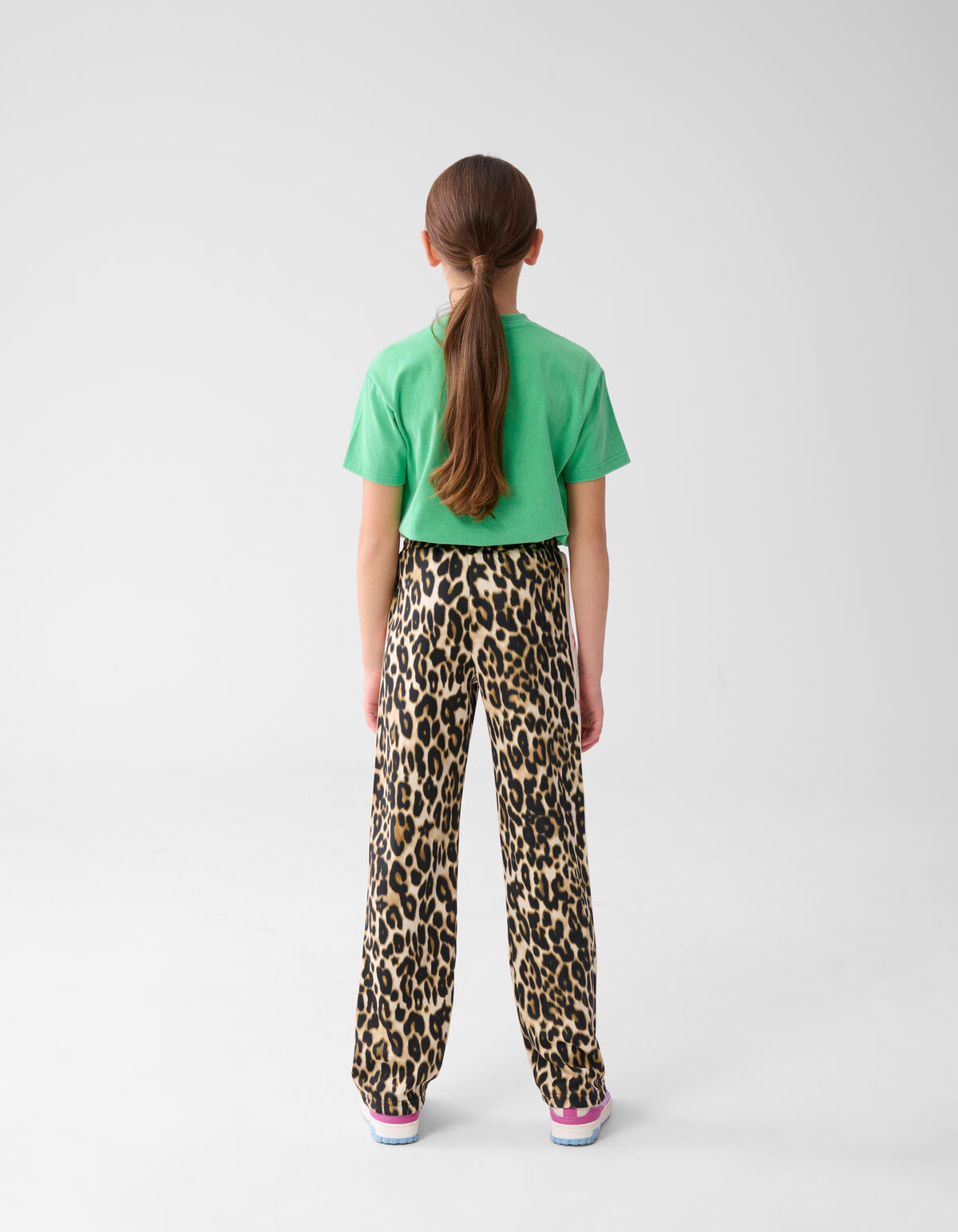 Sportliche Leopard-Hose mit weitem Bein Braun SHOEBY GIRLS