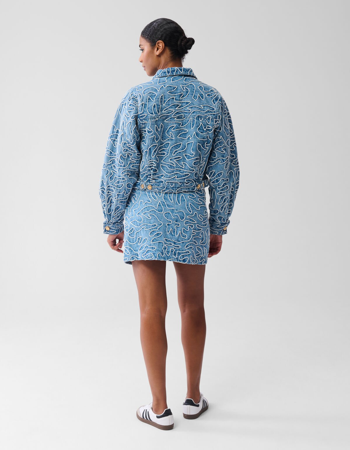 Denim Embroidery Cord Jacket Blue SHOEBY WOMEN