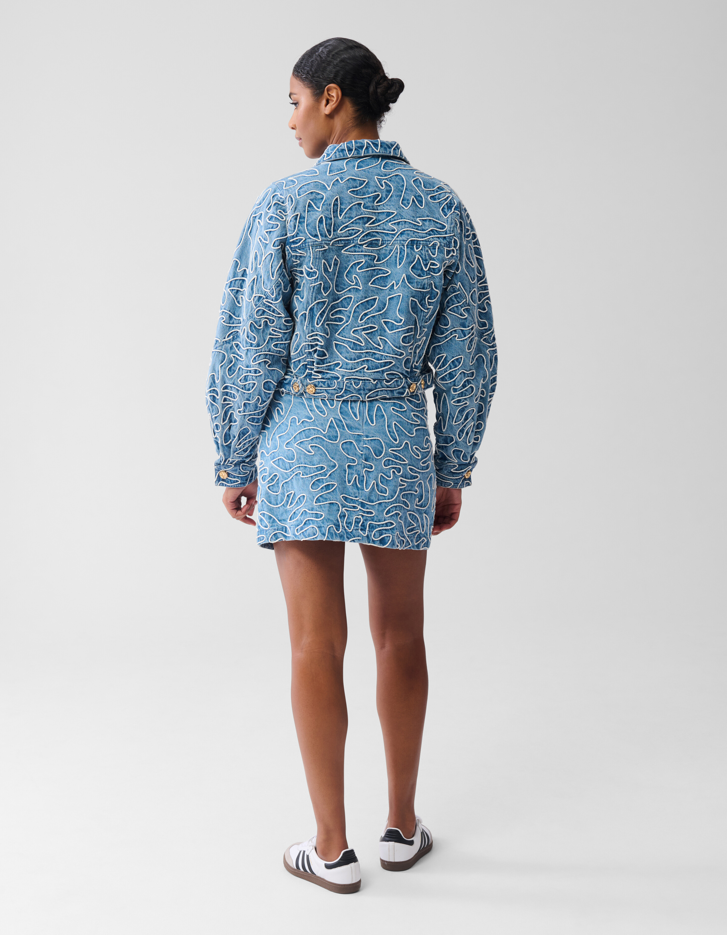 Denim Embroidery Cord Jacket Blue SHOEBY WOMEN